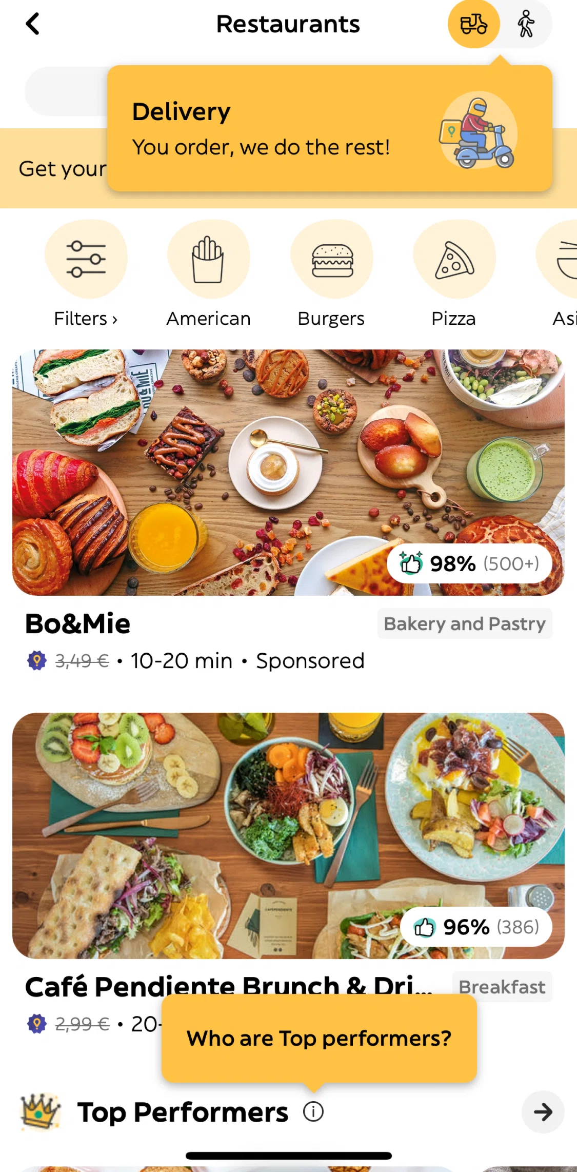 Glovo Screen screen in the Scheduling a pickup order flow