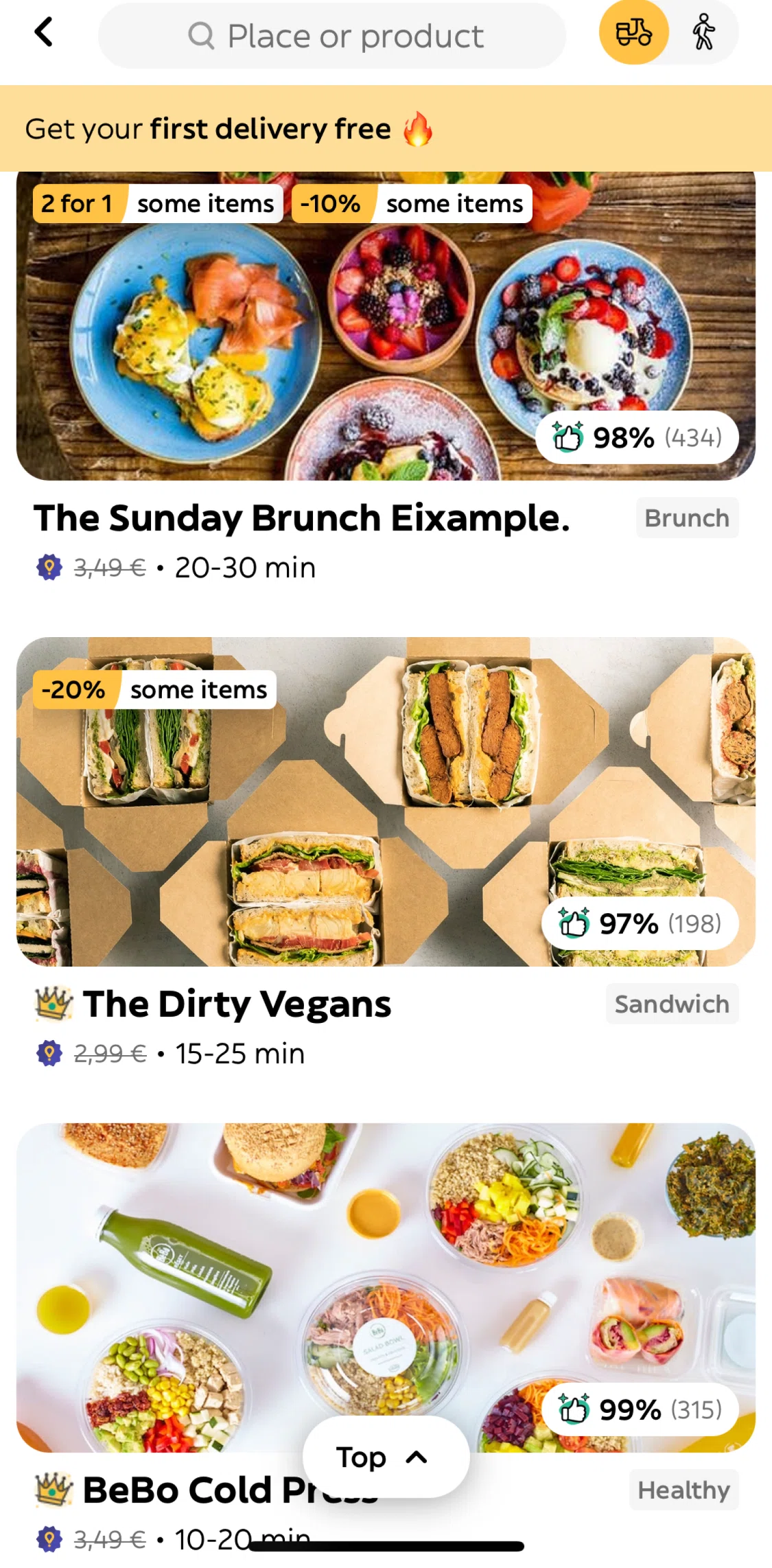 Glovo Screen screen in the Store detail flow