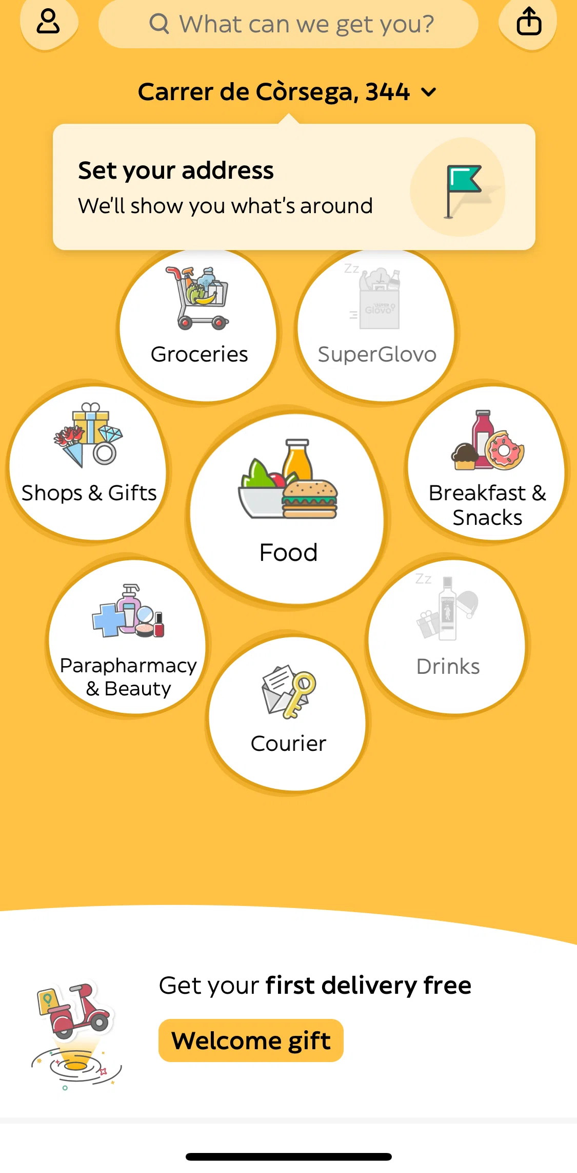 Glovo Screen screen in the Subscribing to Premium flow
