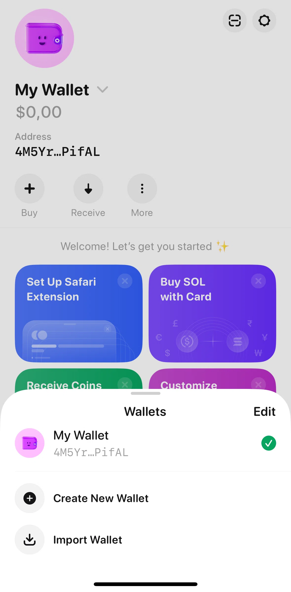 Glow Screen screen in the Creating a new wallet flow