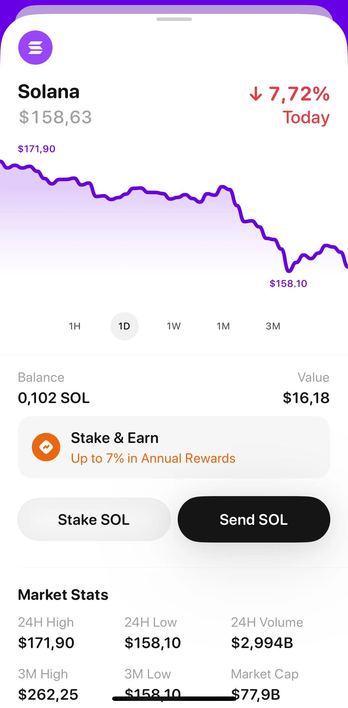 Glow Screen screen in the Stake & earn information flow