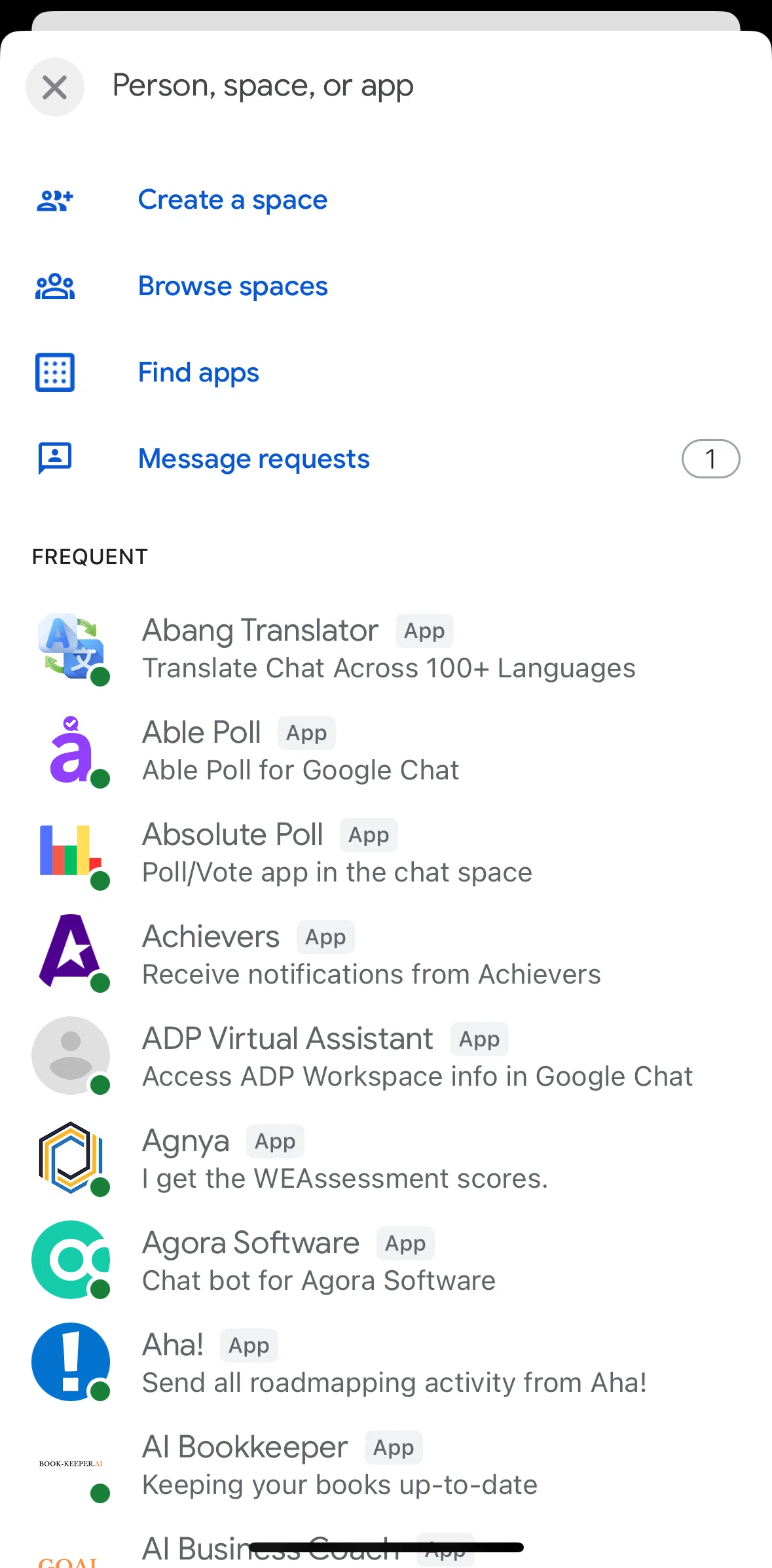 Gmail Screen screen in the Accepting a message request flow