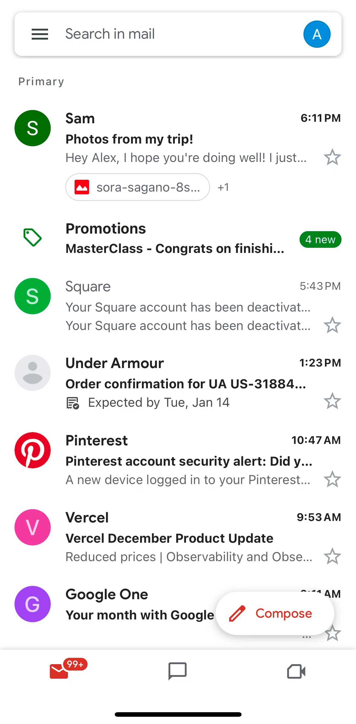 Gmail Screen screen in the Account options flow
