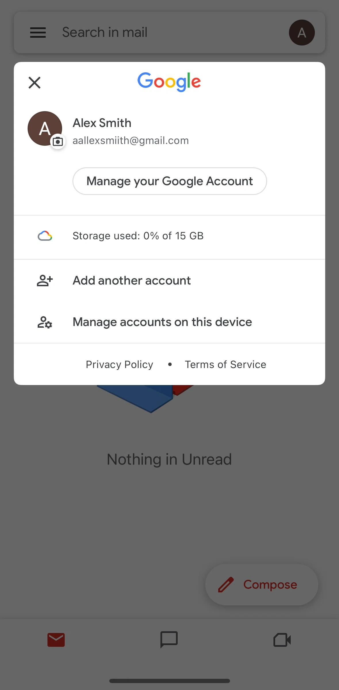 Gmail Screen screen in the Adding another account flow