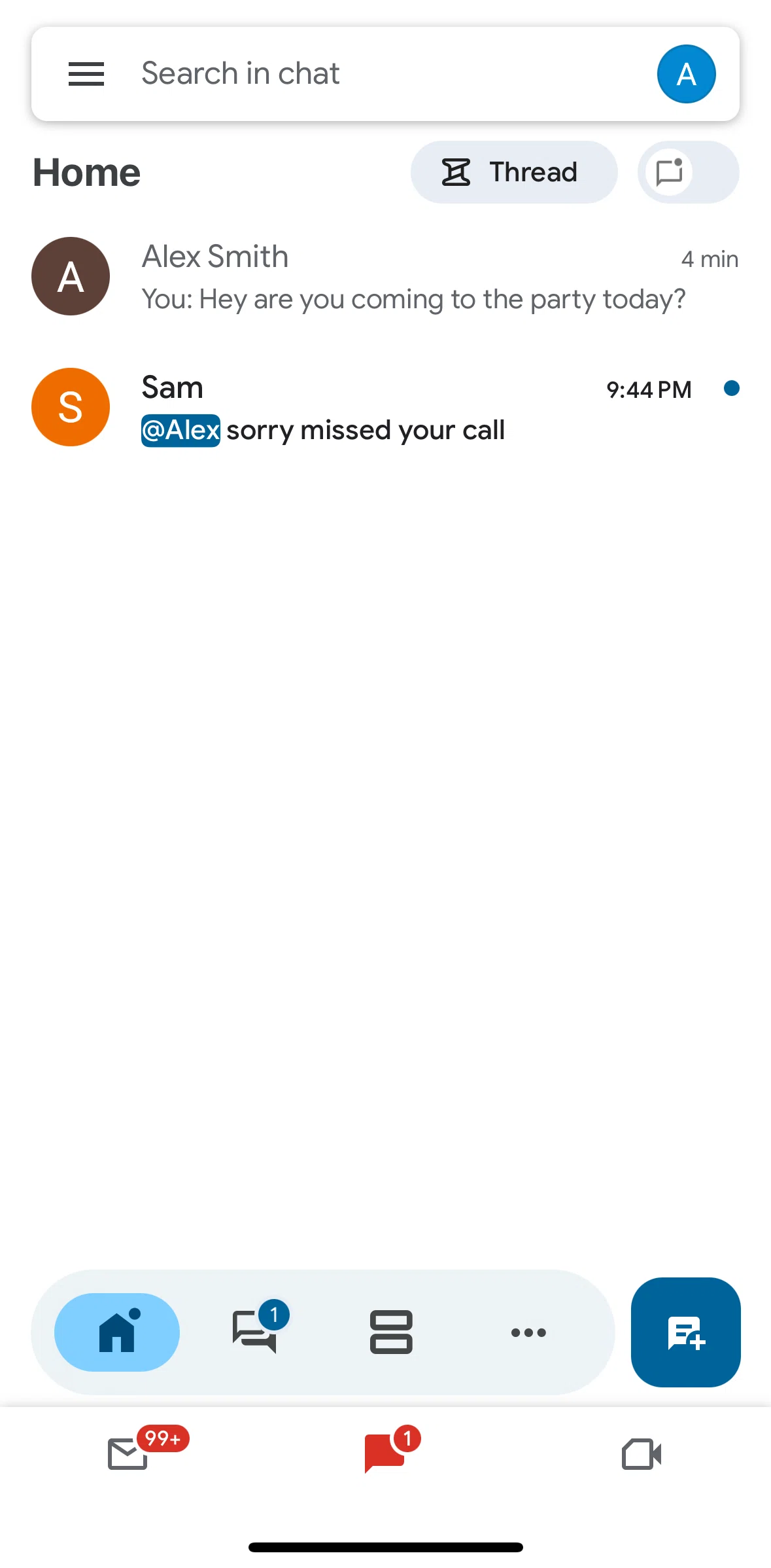 Gmail Screen screen in the Chat detail flow