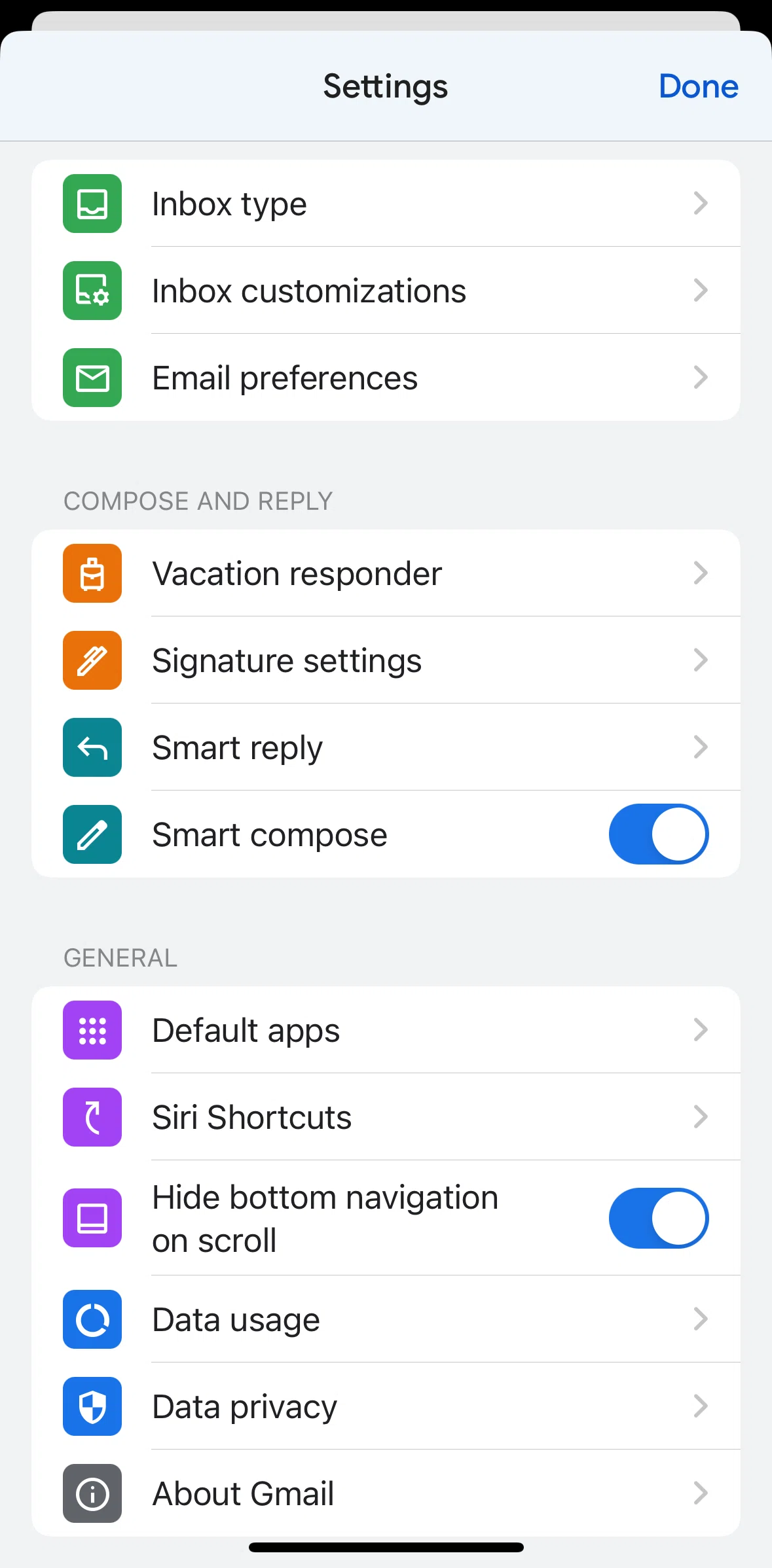 Gmail Screen screen in the Data privacy flow