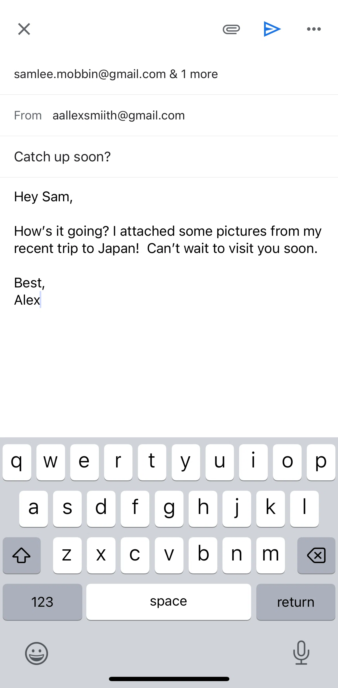 Gmail Screen screen in the Email options flow