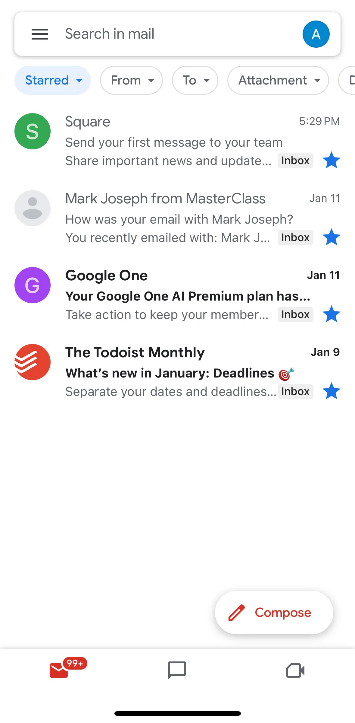 Gmail Screen screen in the Filtering emails flow