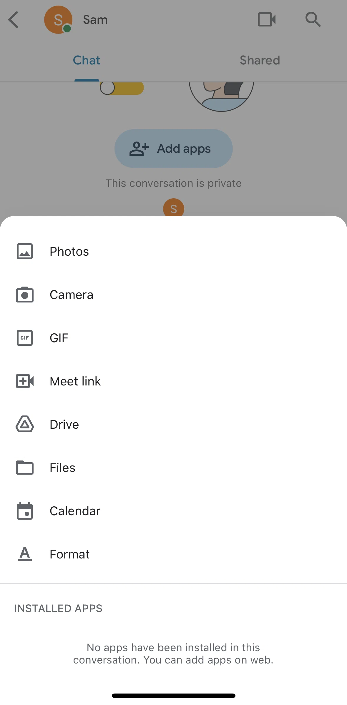 Gmail Screen screen in the Formatting text flow