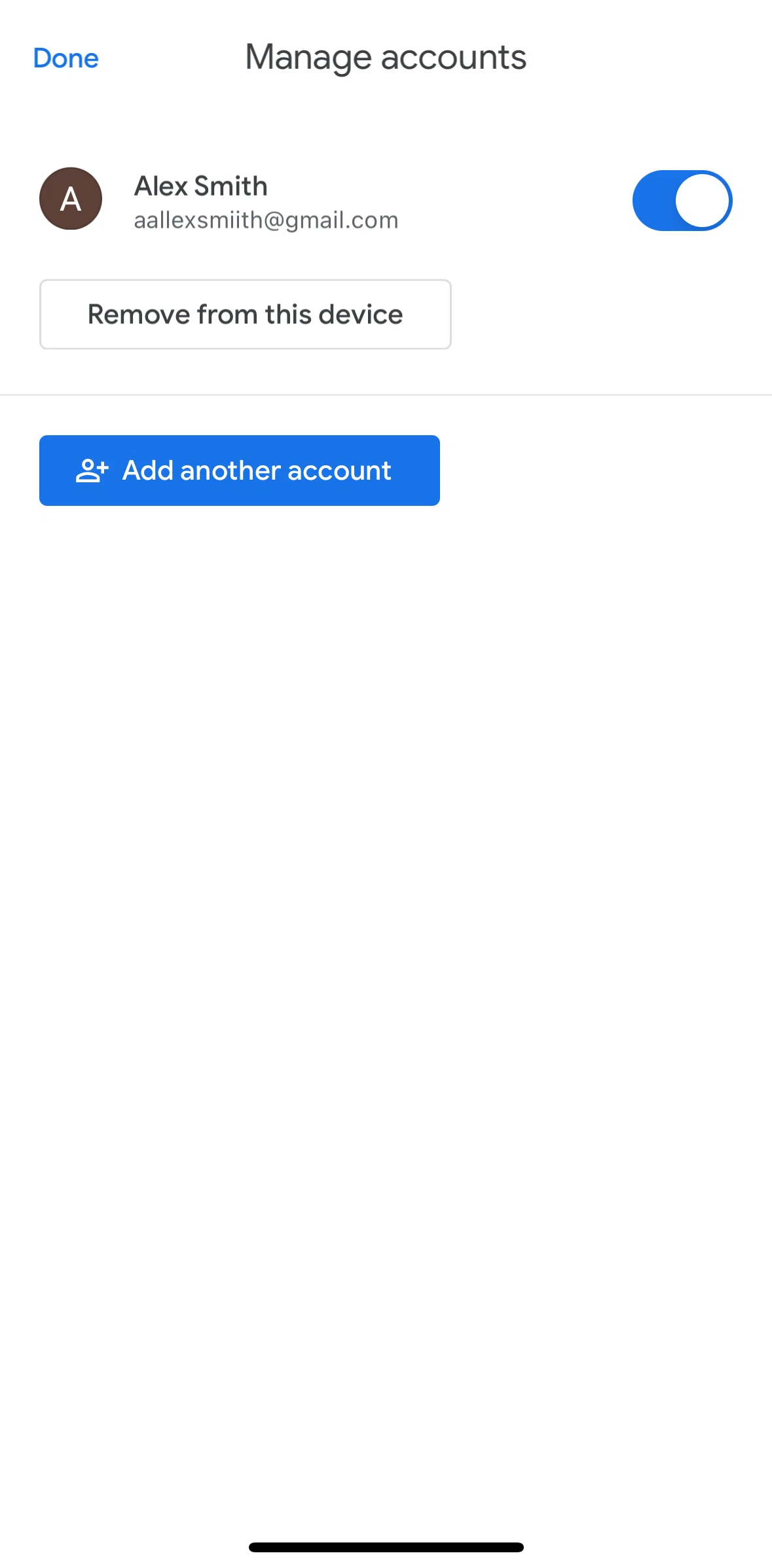 Gmail Screen screen in the Logging out flow