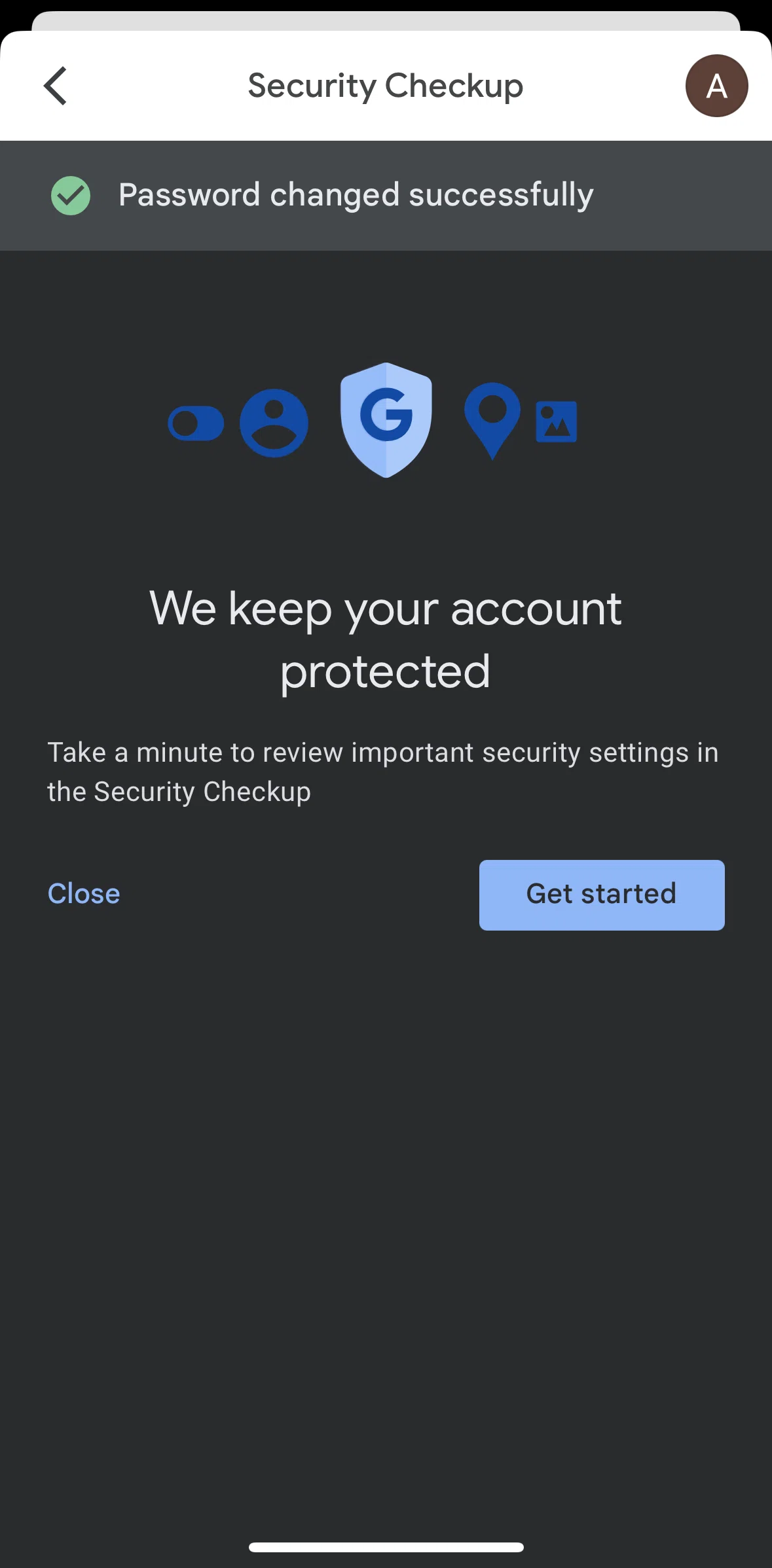 Gmail Screen screen in the Security checkup flow