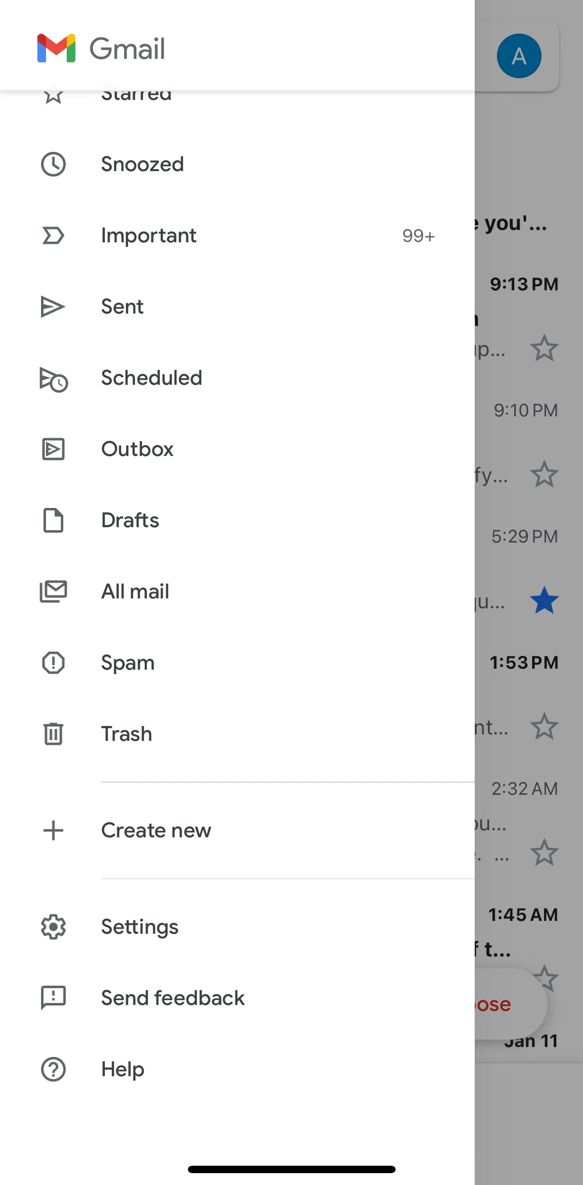 Gmail Screen screen in the Settings flow