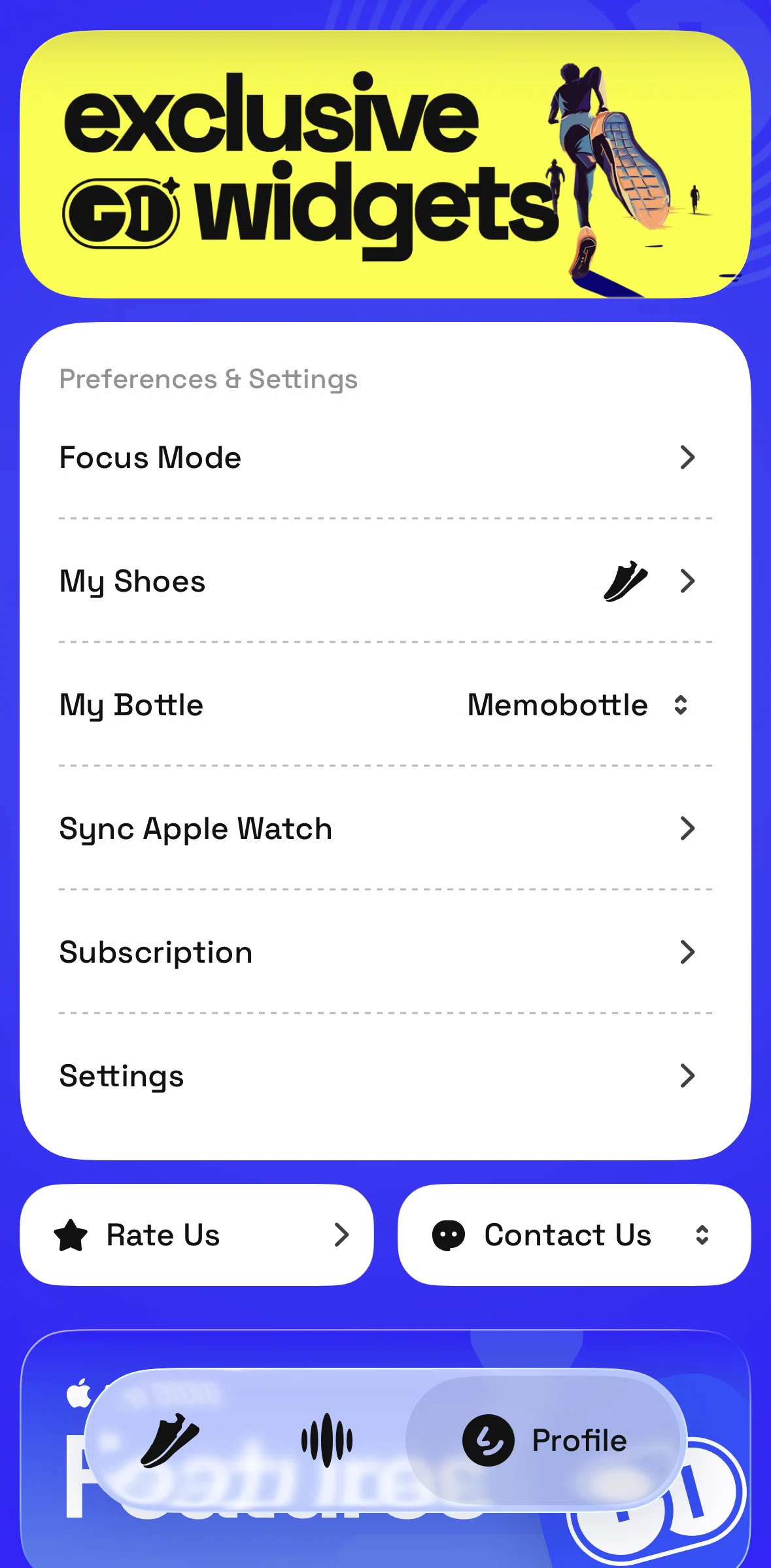 GO Club Screen screen in the Changing shoes flow