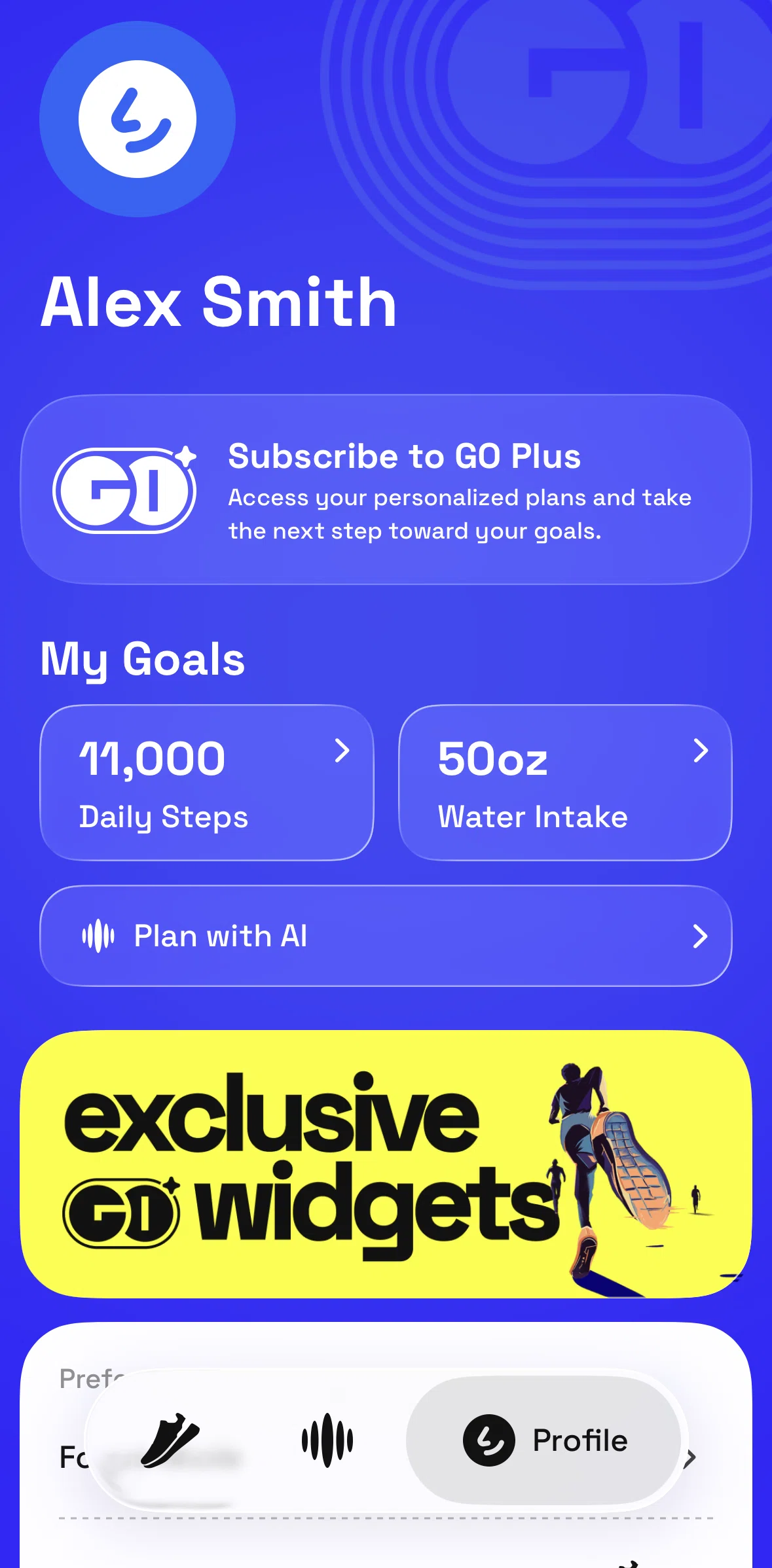 GO Club Screen screen in the Setting a reminder flow