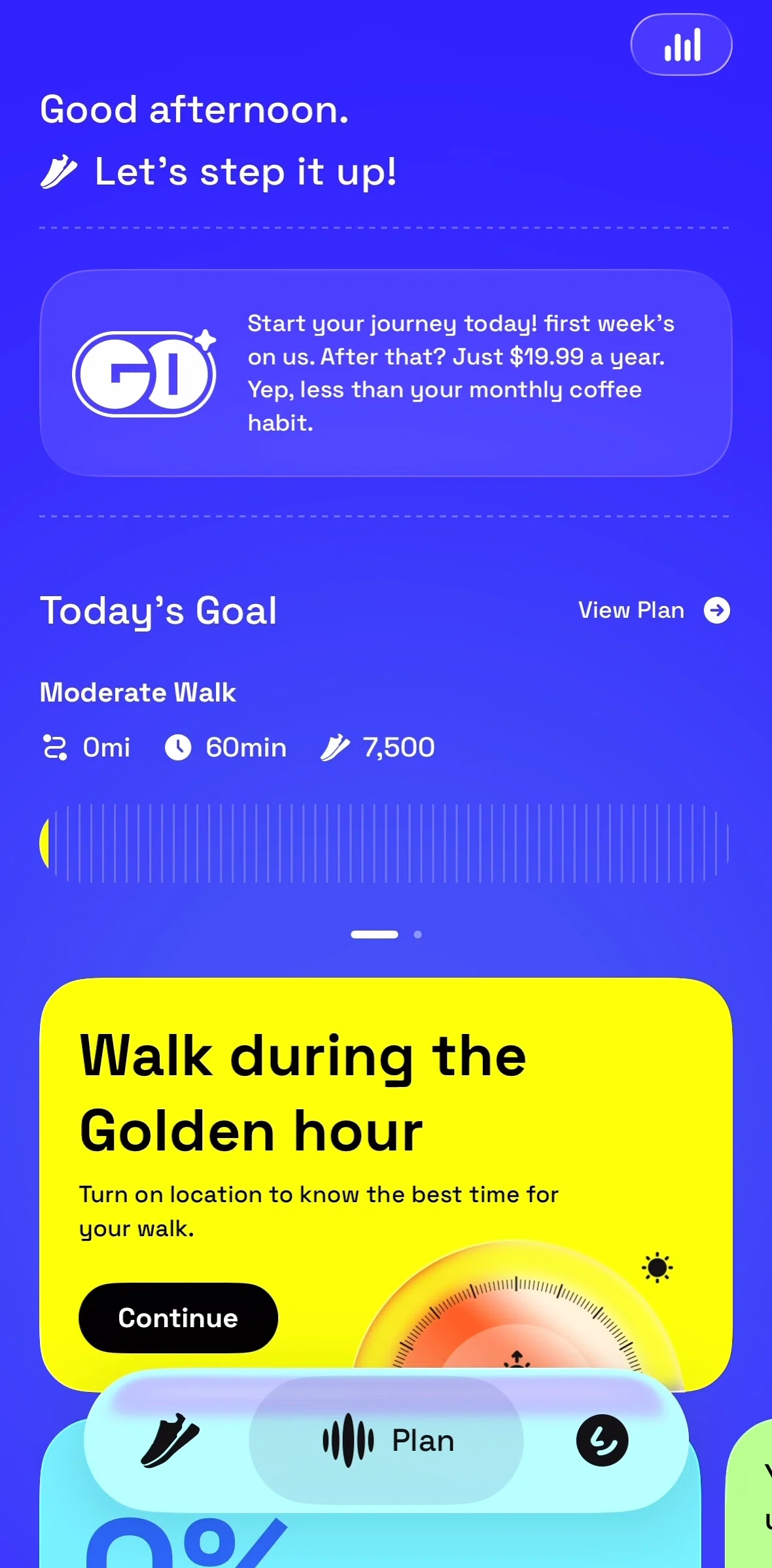 GO Club Screen screen in the Steps flow