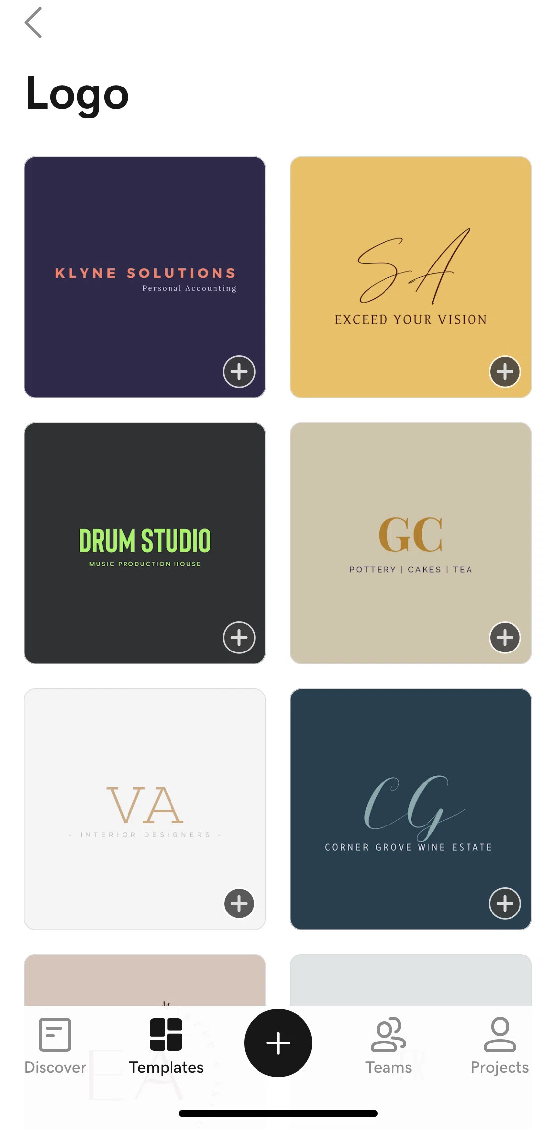 GoDaddy Studio Screen screen in the Customizing a template flow