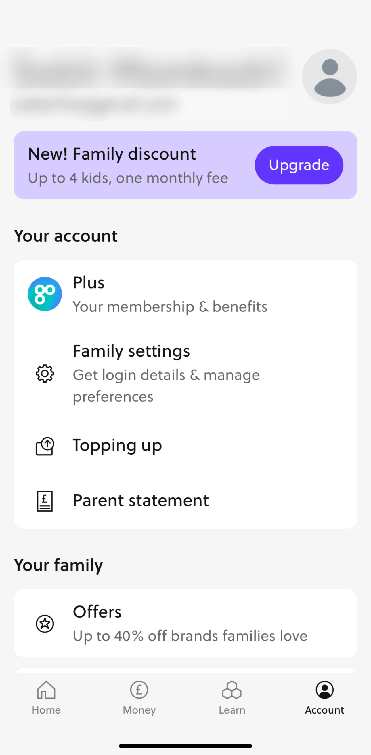 GoHenry Screen screen in the Parent statement flow