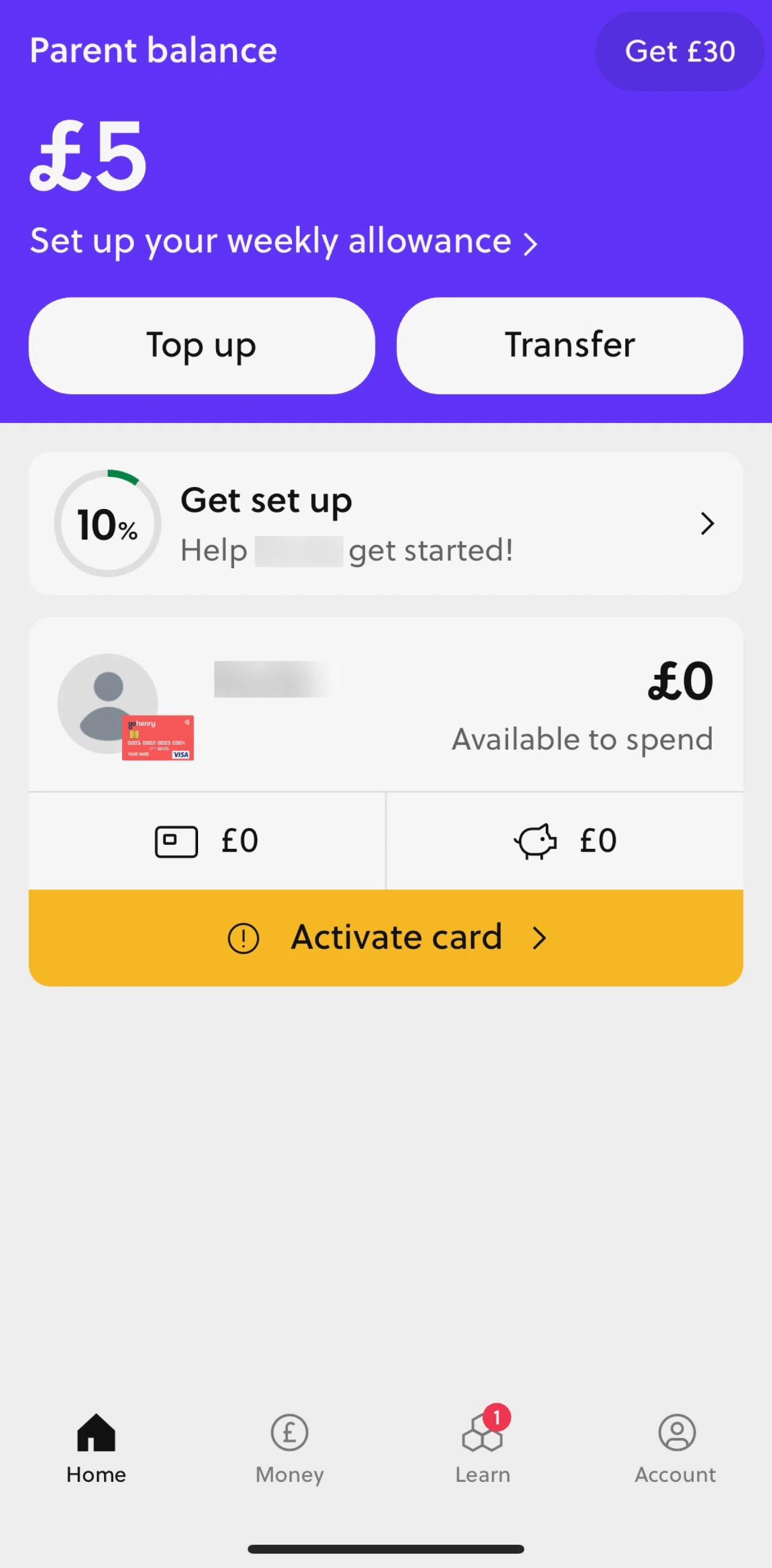 GoHenry Screen screen in the Referring a friend flow