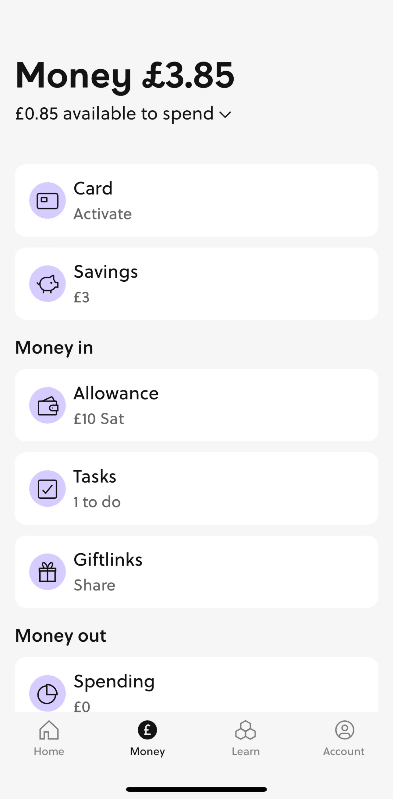 GoHenry Screen screen in the Setting up weekly allowance flow