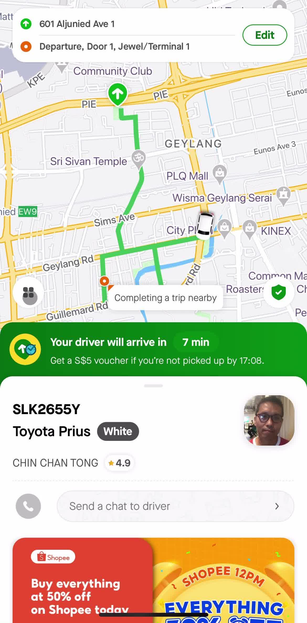 Gojek Map screen in the Cancelling A Booking flow