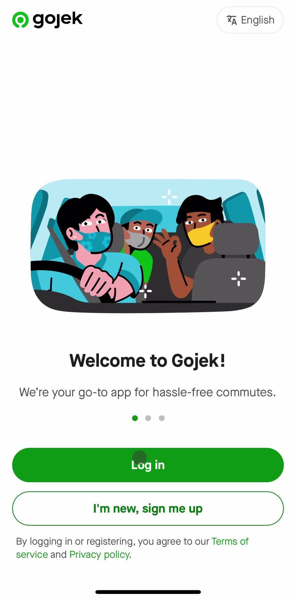 Gojek Homepage screen in the Logging In flow