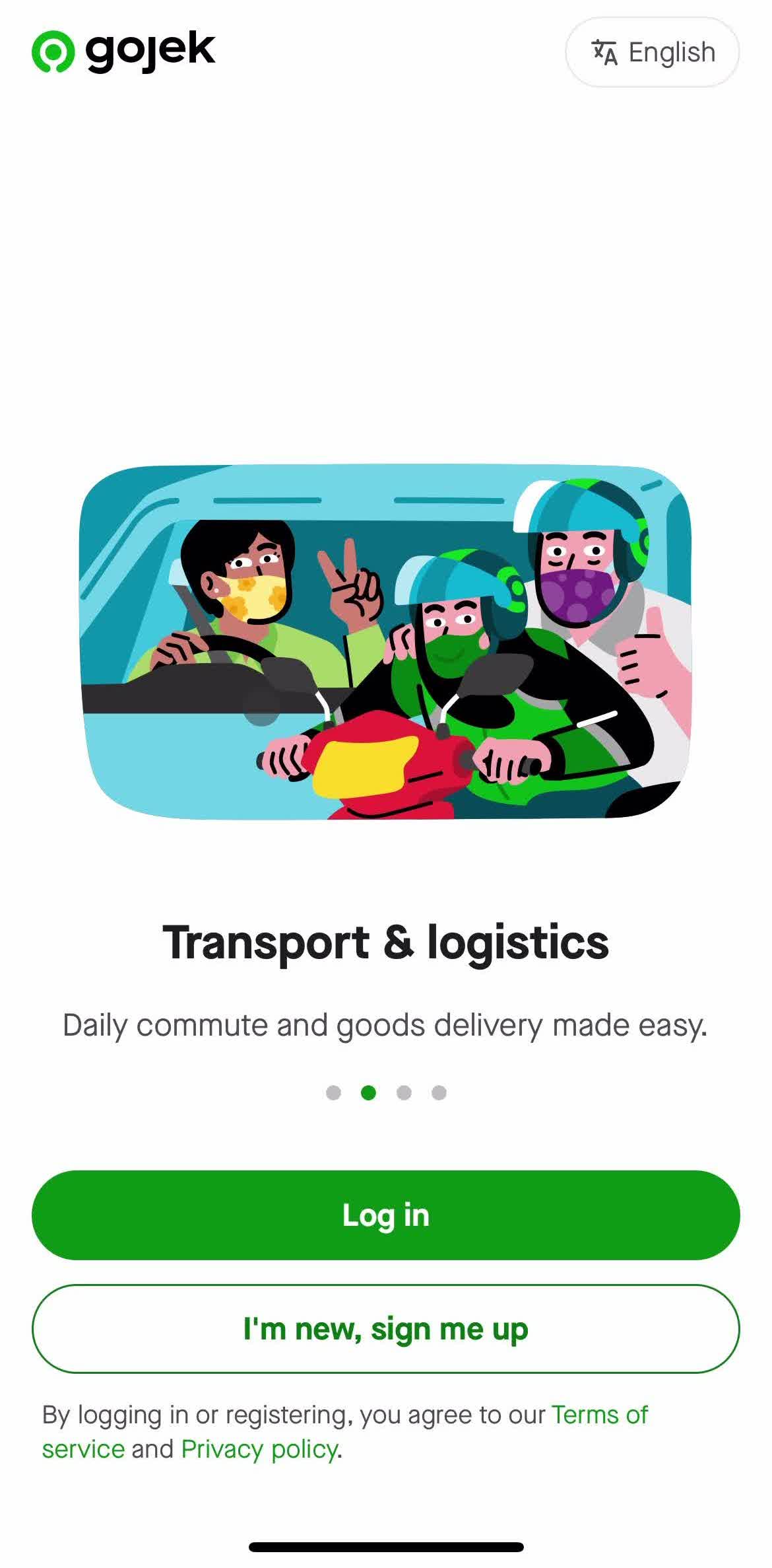 Gojek Guide slides screen in the Onboarding flow