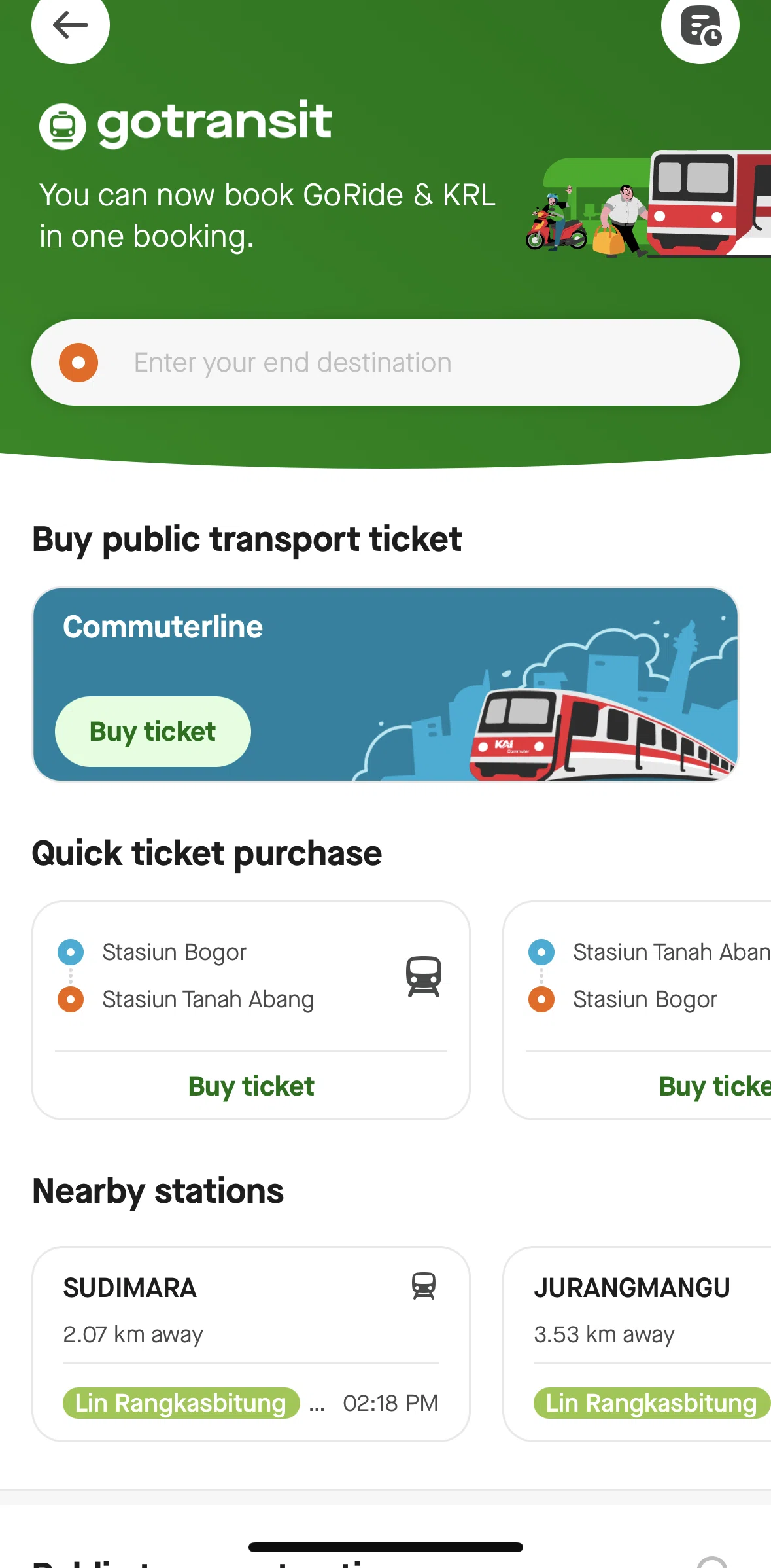 Gojek Screen screen in the Buy ticket flow