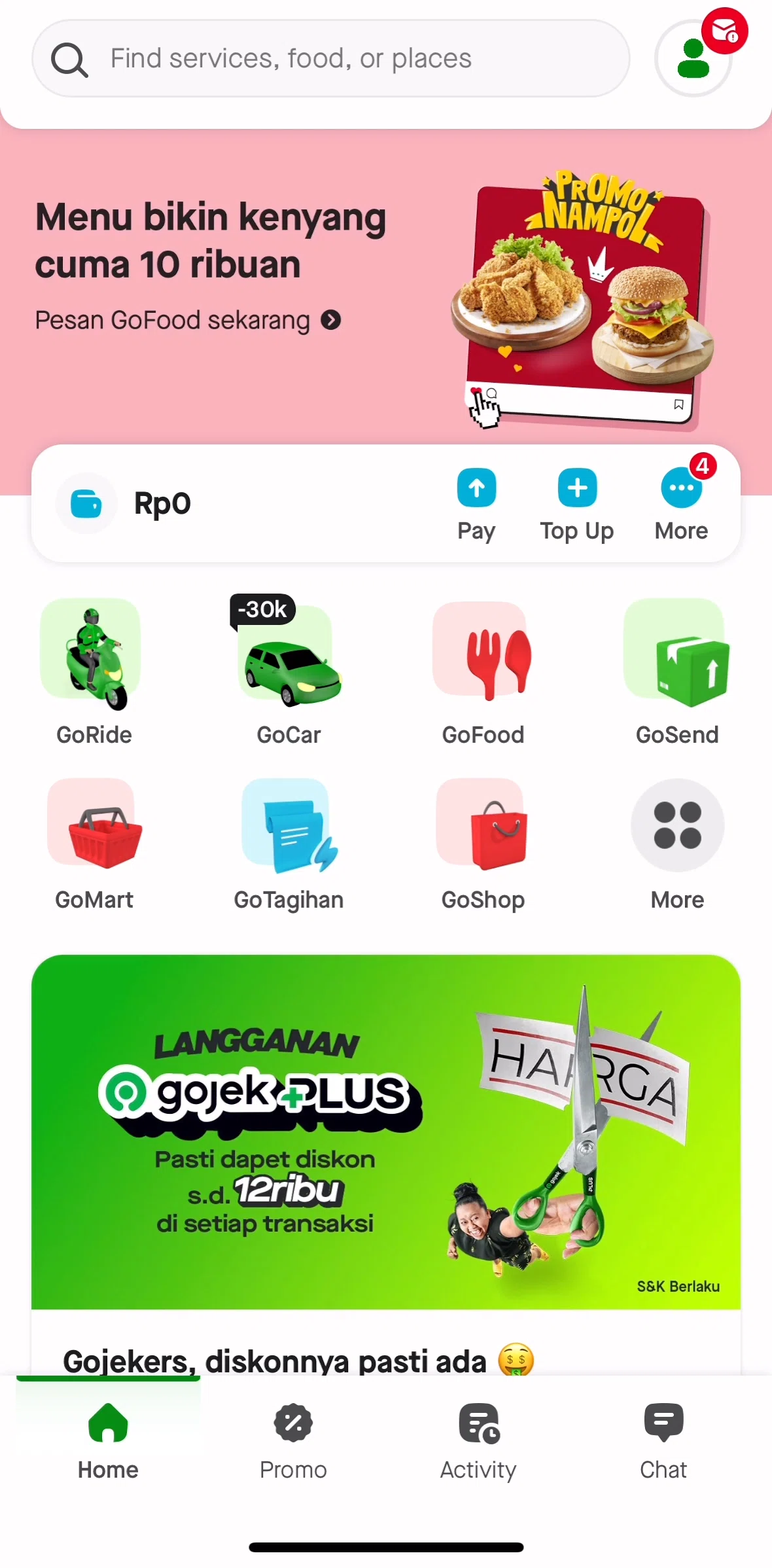 Gojek Screen screen in the Explore GoMart flow