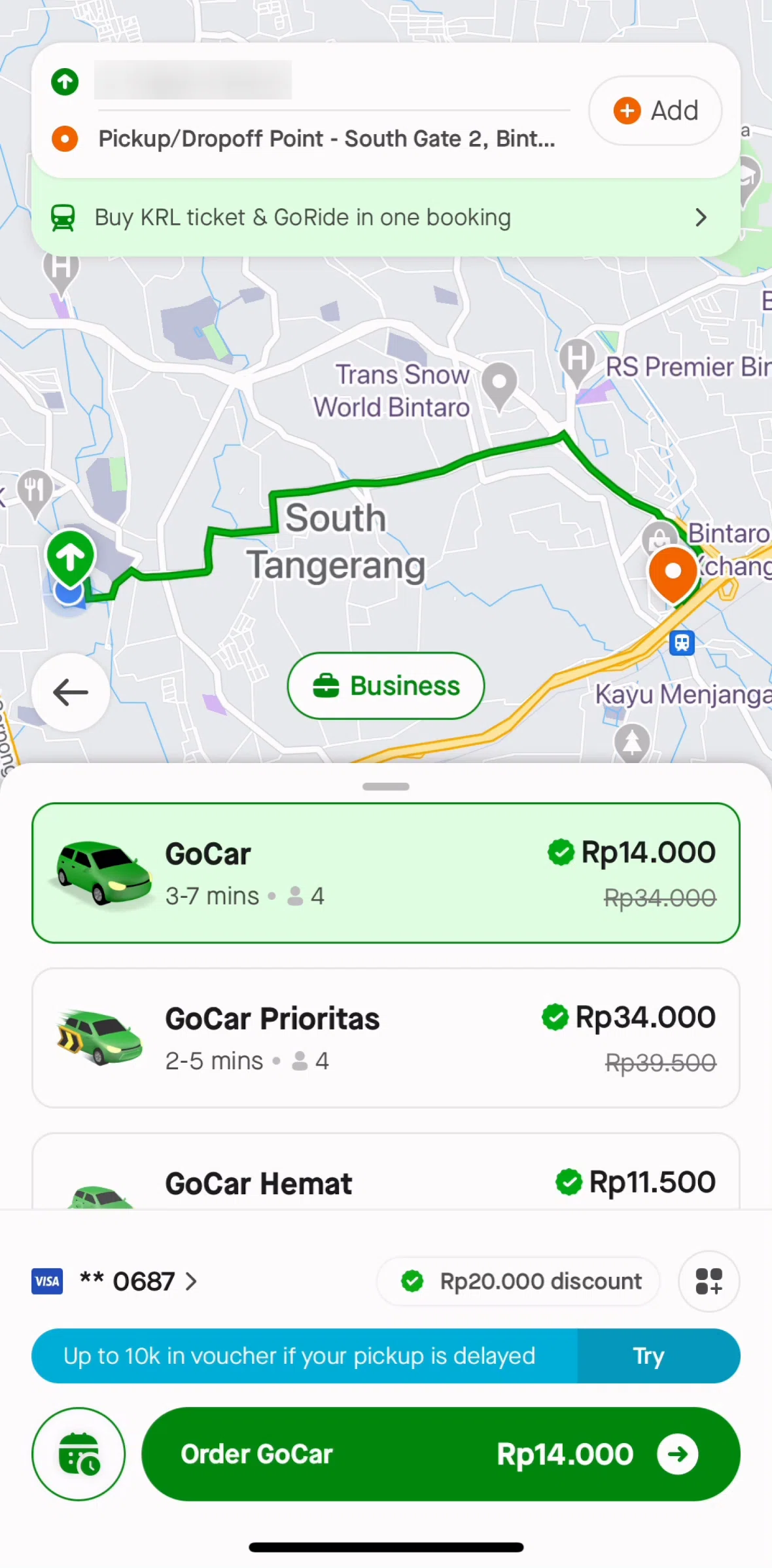 Gojek Screen screen in the GoCar vouchers flow