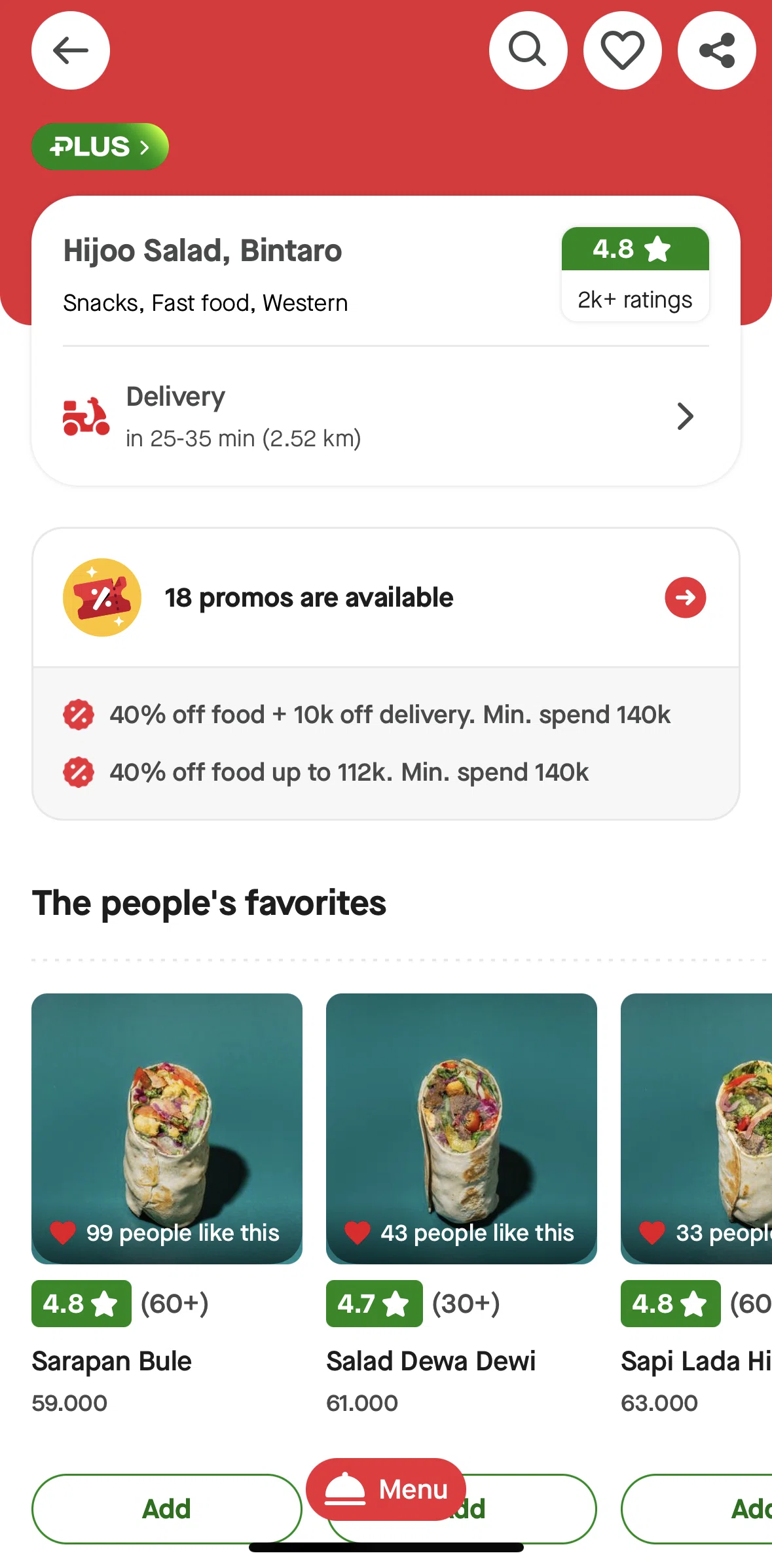 Gojek Screen screen in the Item detail flow