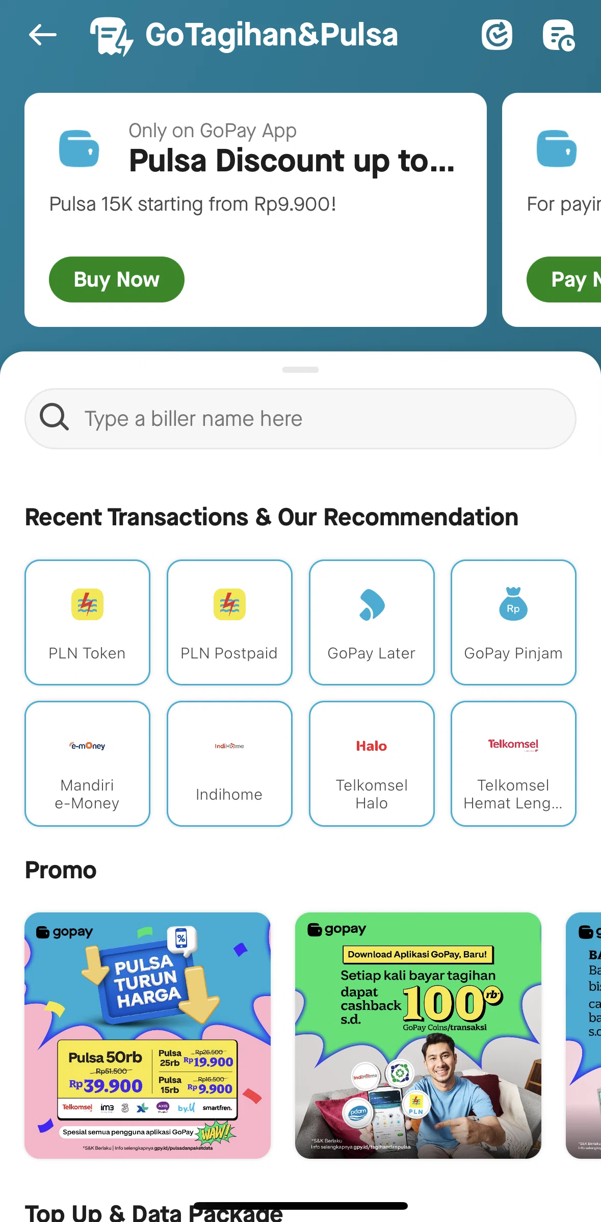 Gojek Screen screen in the Payment history flow