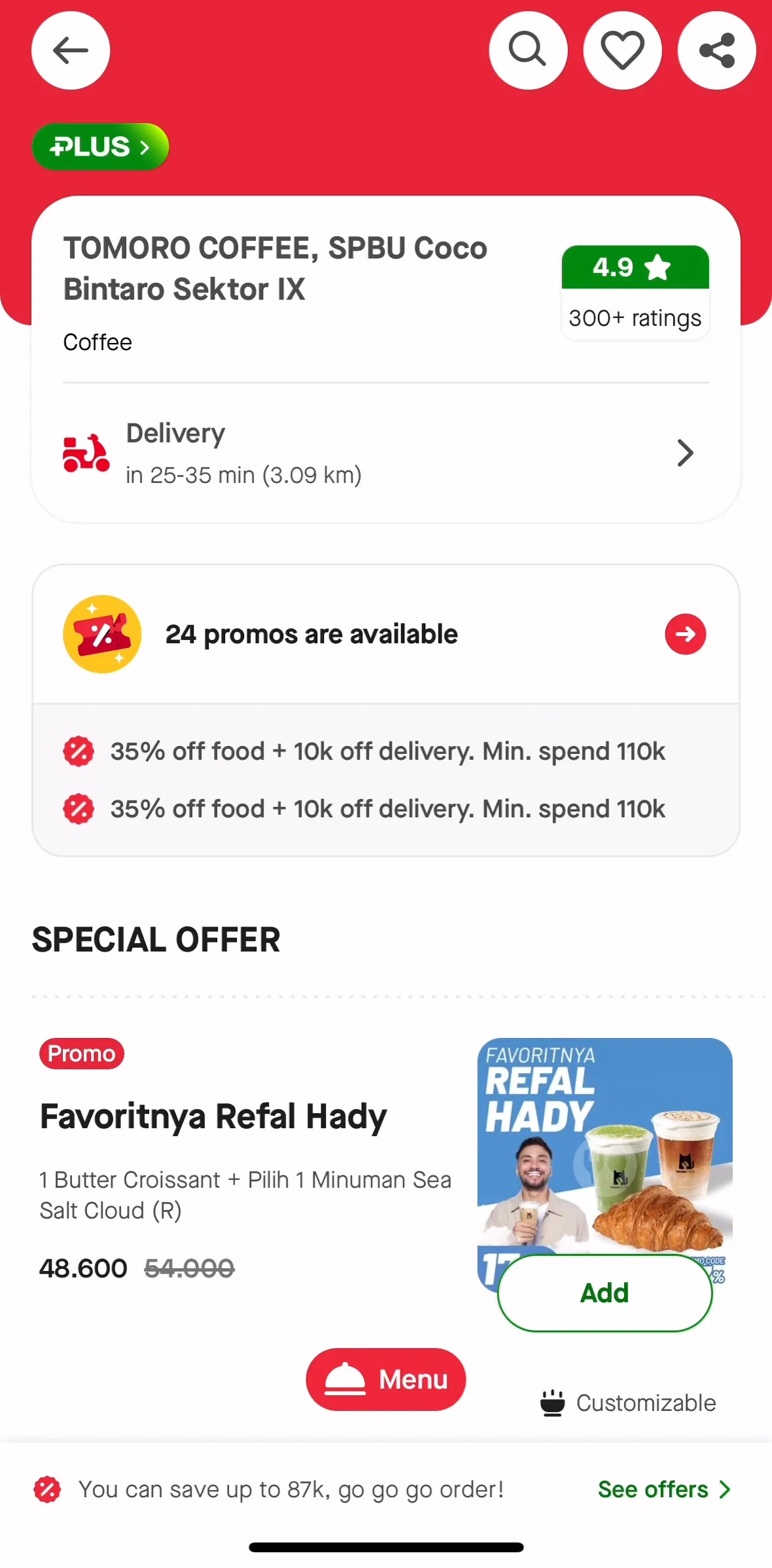 Gojek Screen screen in the Placing an order flow