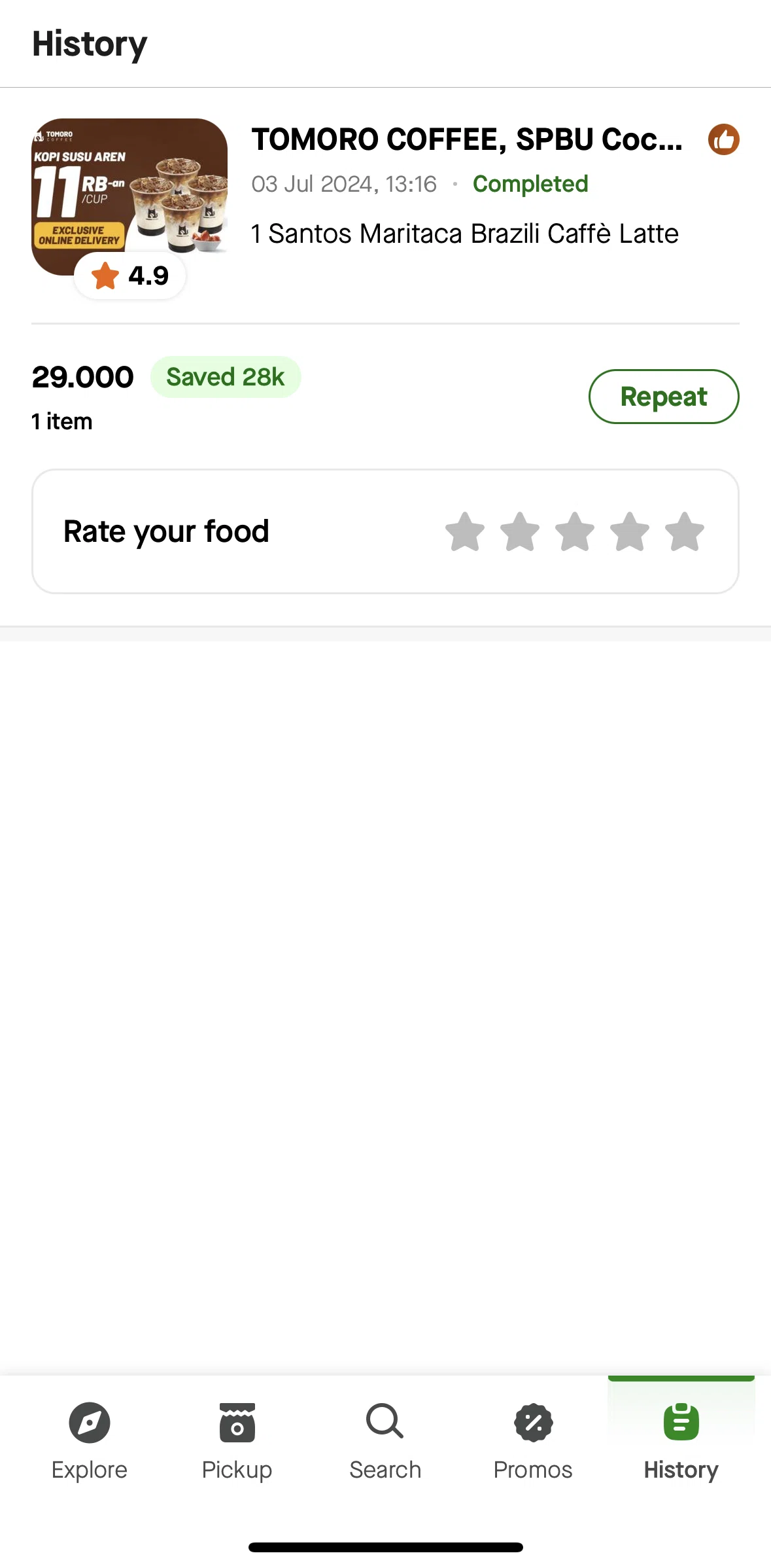 Gojek Screen screen in the Rating an order flow