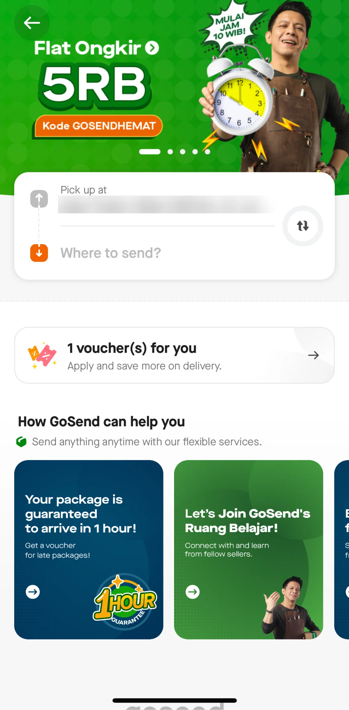 Gojek Screen screen in the Redeeming a voucher flow
