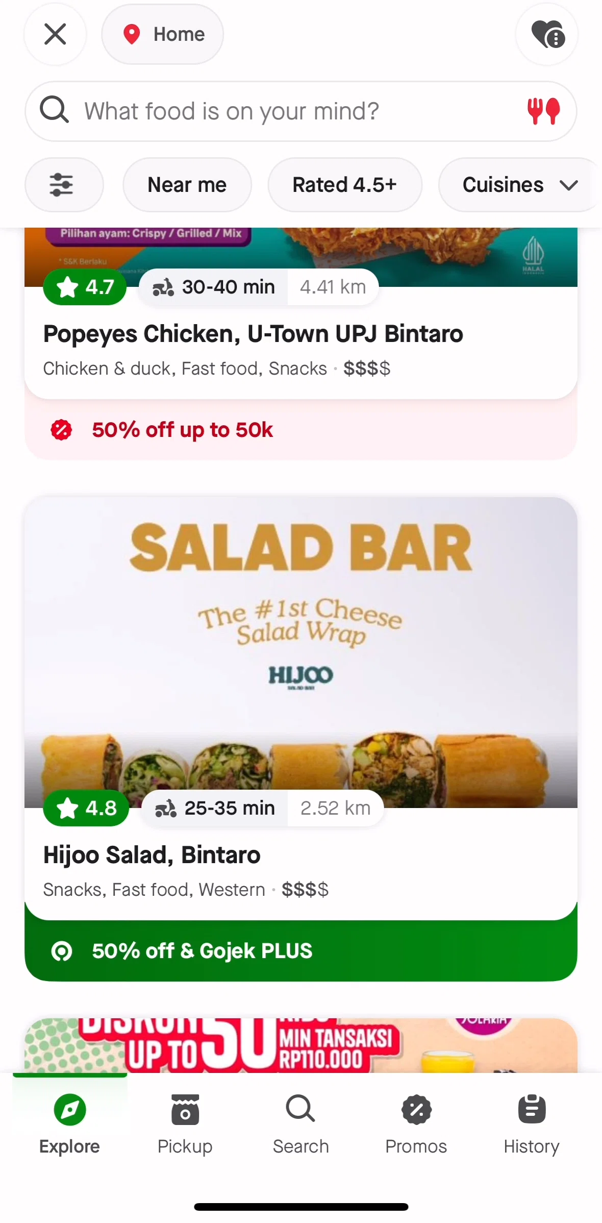 Gojek Screen screen in the Restaurant detail flow