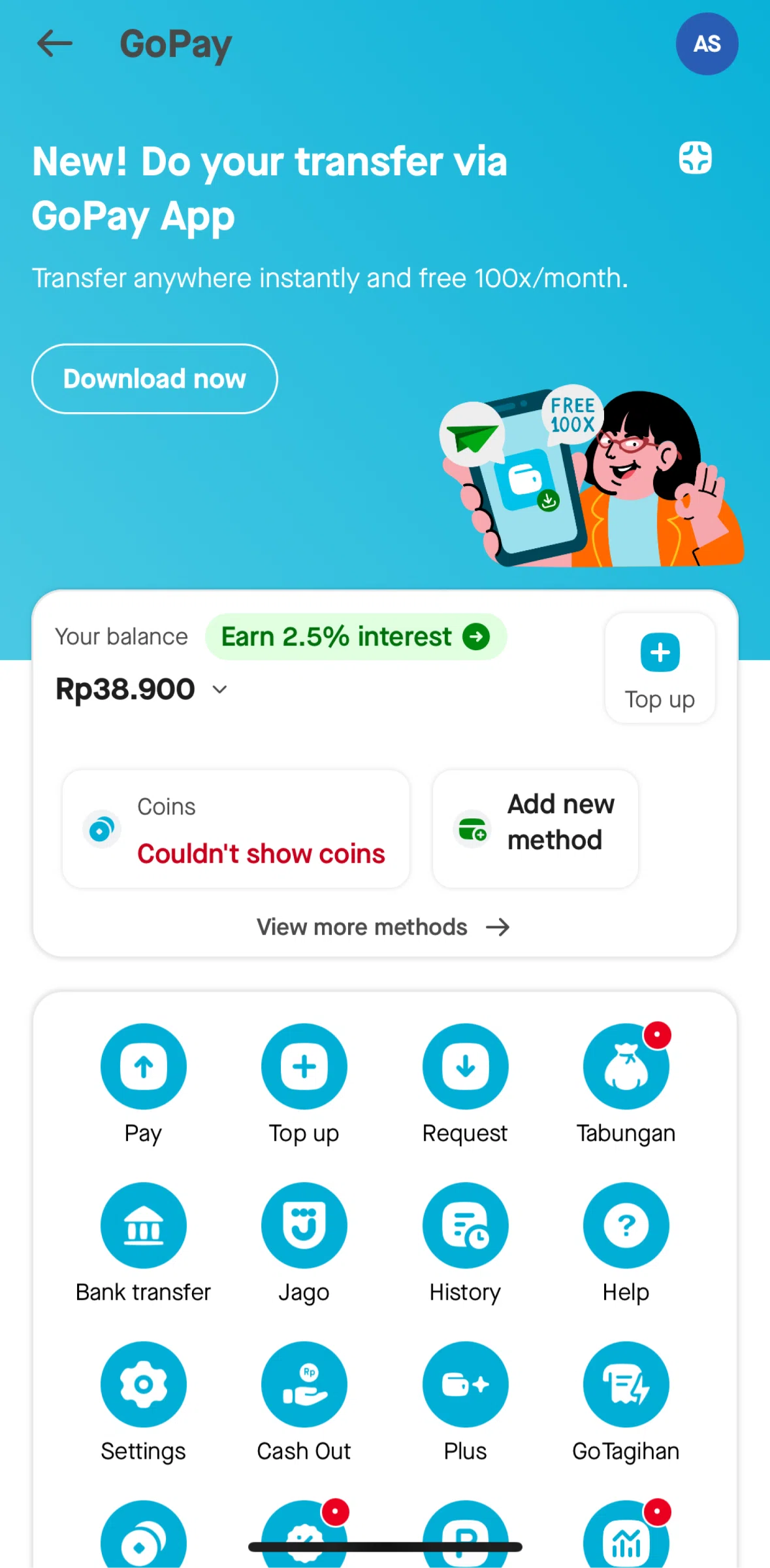 Gojek Screen screen in the Sending money flow