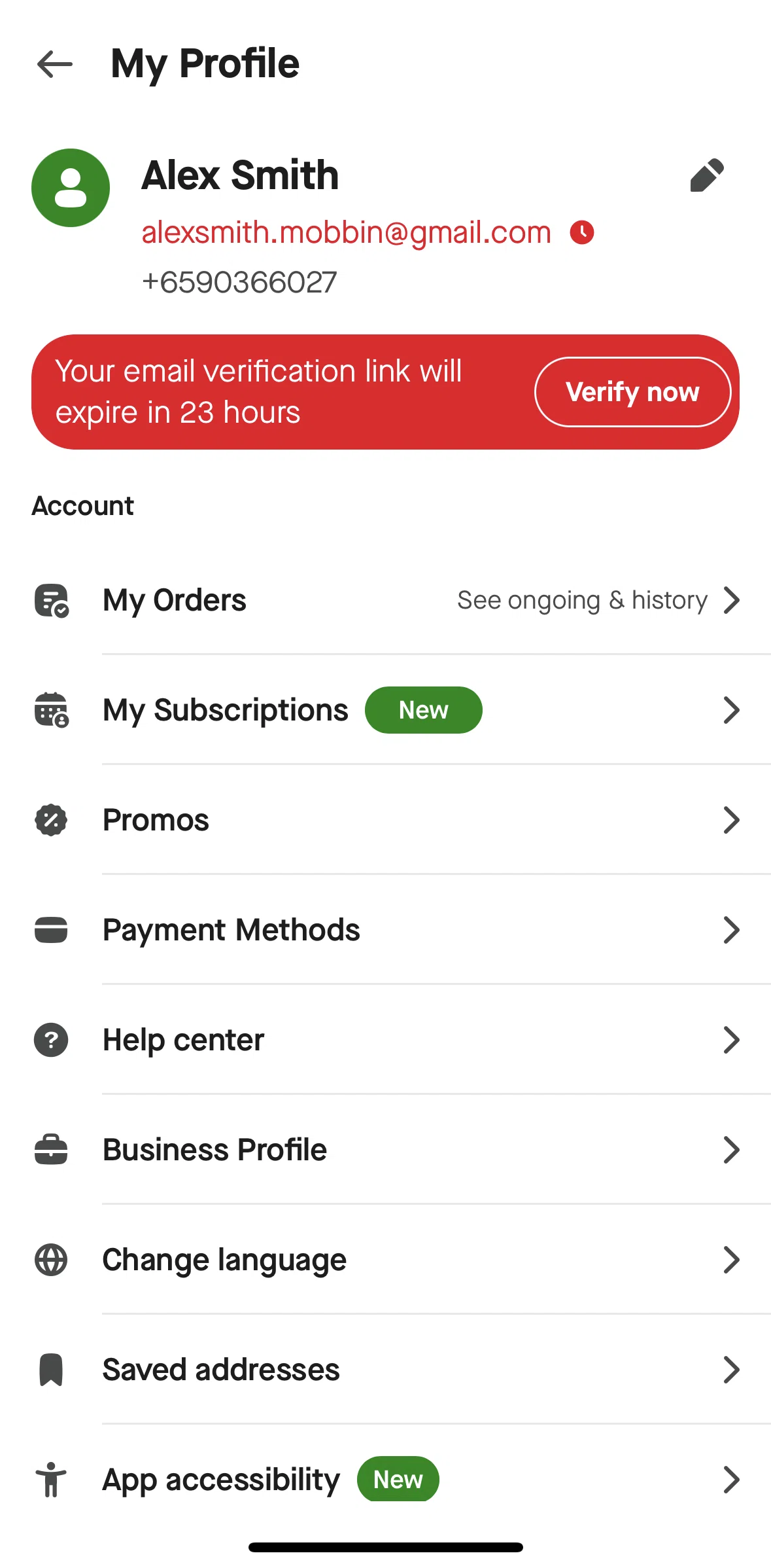 Gojek Screen screen in the Verifying email flow