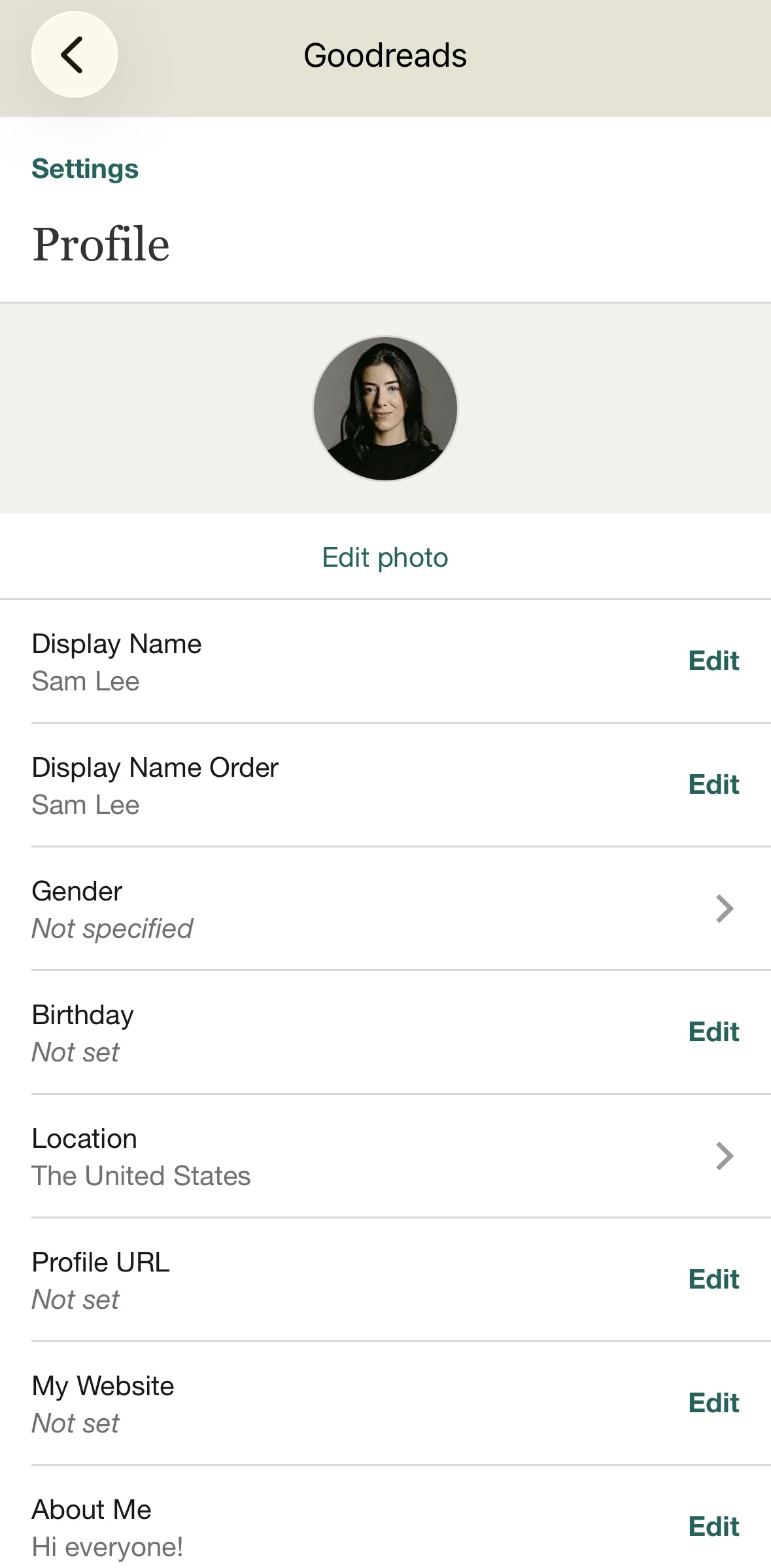 Goodreads Screen screen in the Adding birthday flow