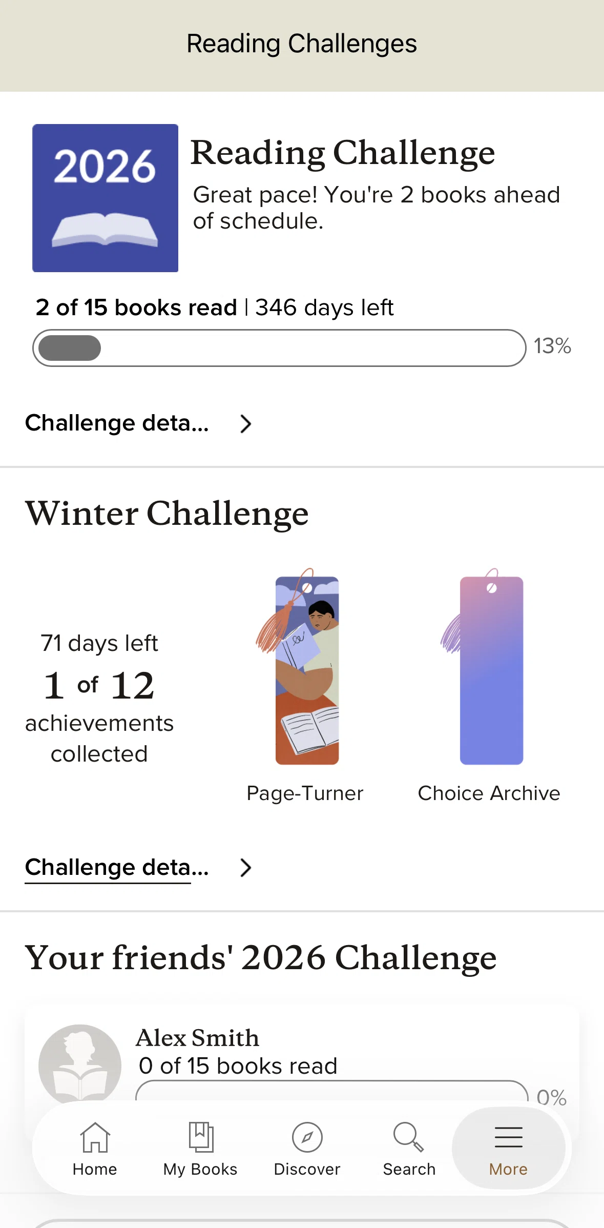 Goodreads Screen screen in the Challenge detail flow