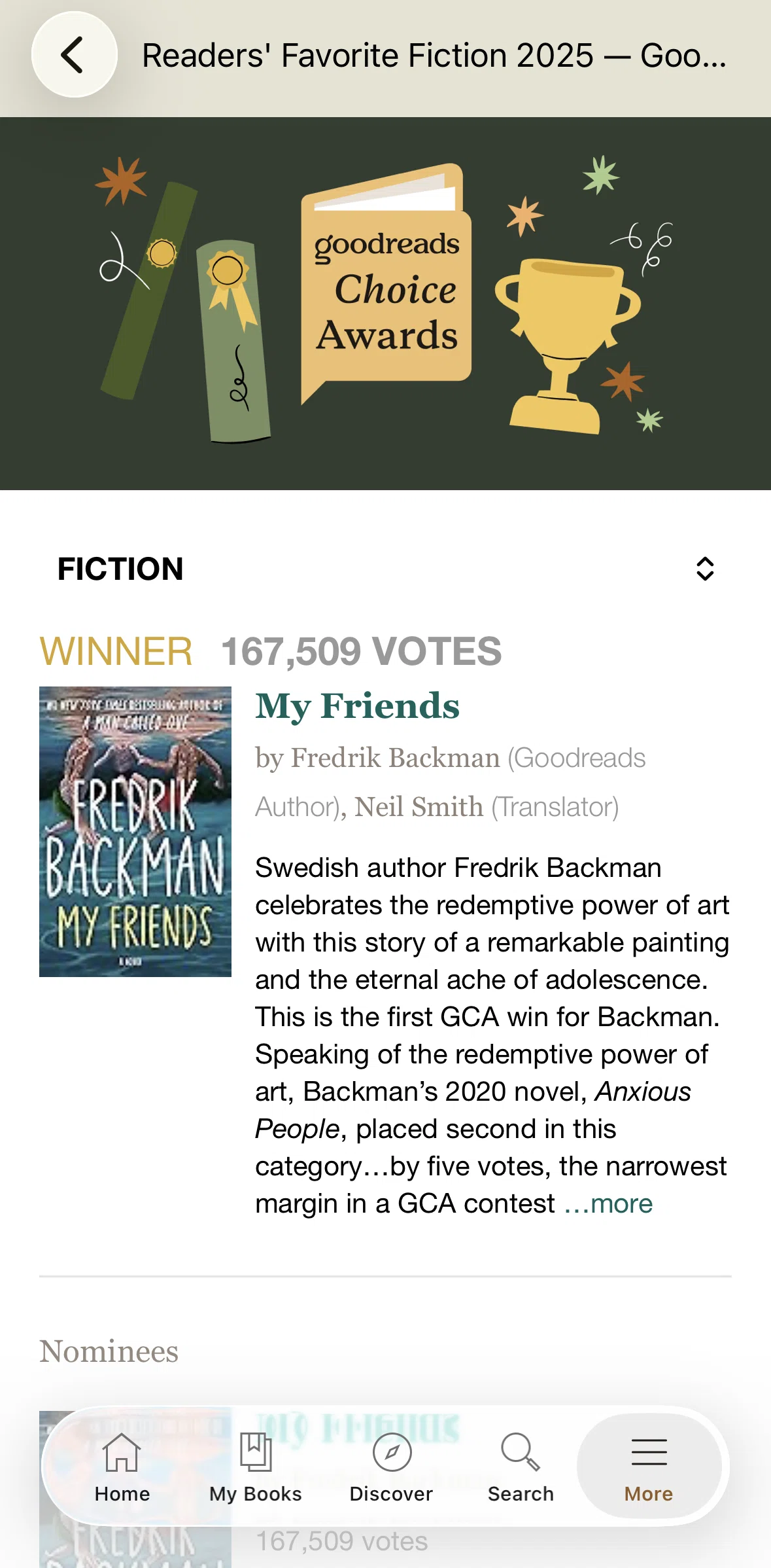 Goodreads Screen screen in the Filtering results flow