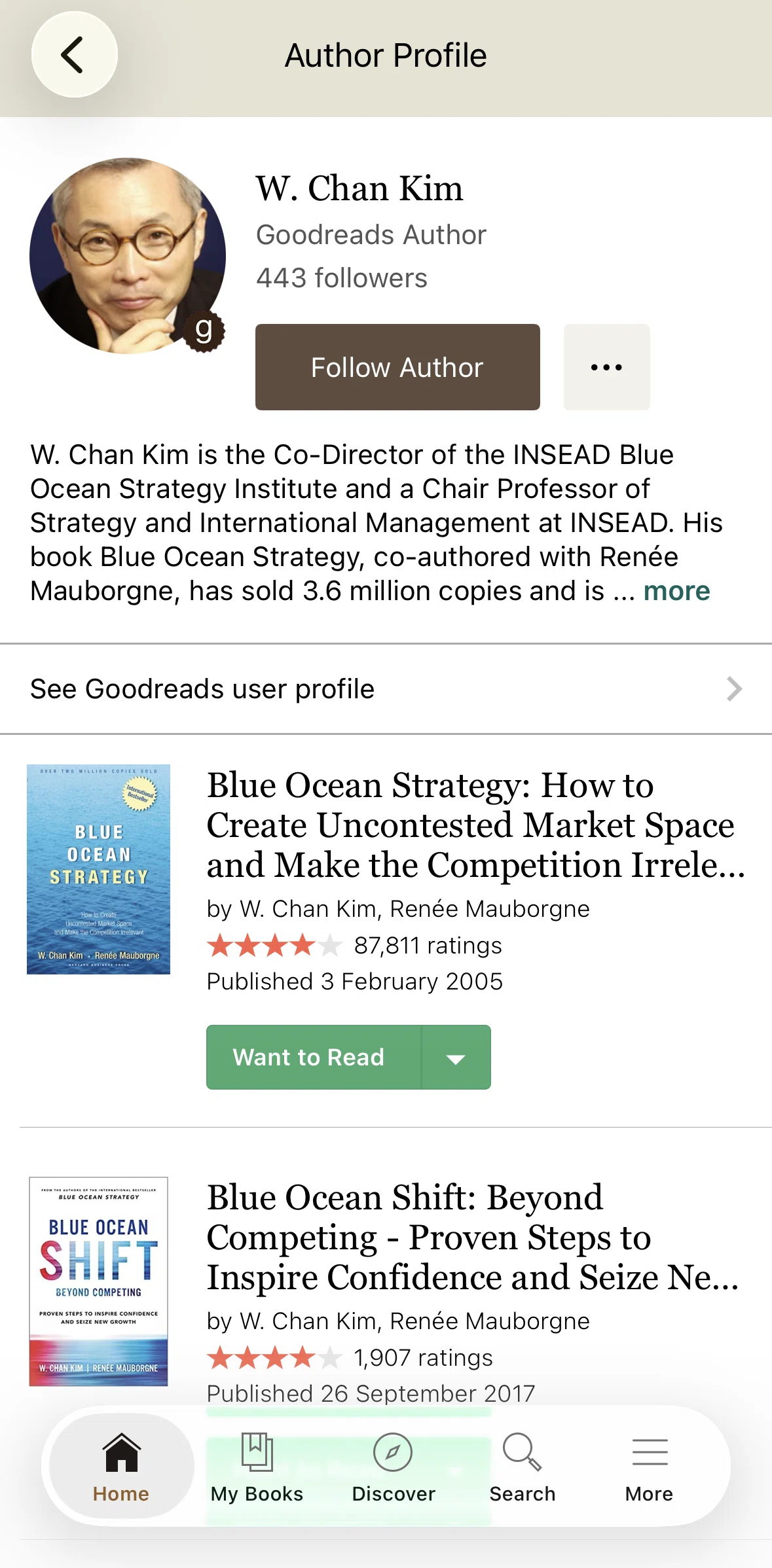 Goodreads Screen screen in the Following an author flow