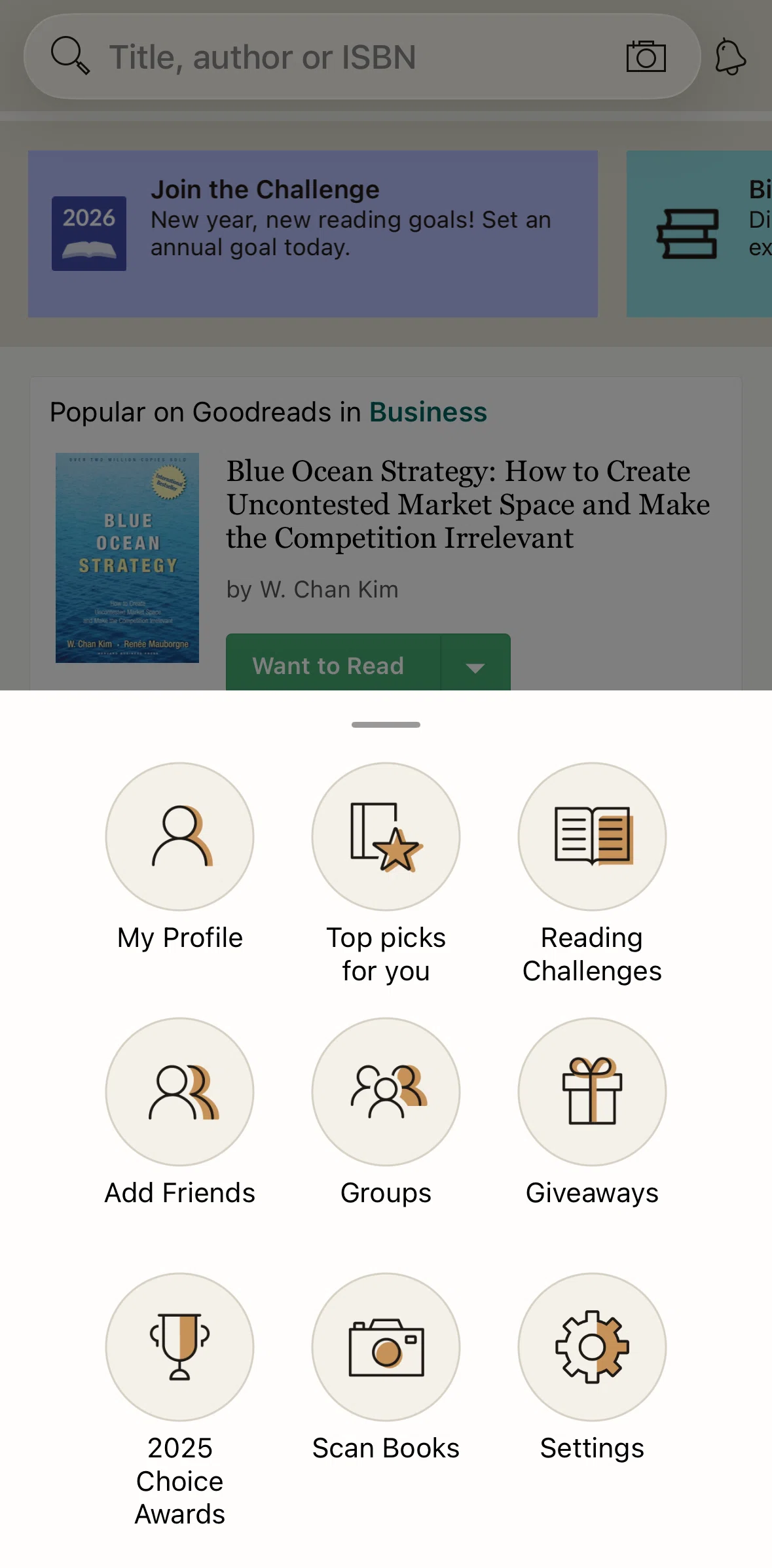 Goodreads Screen screen in the Goodreads choice awards flow