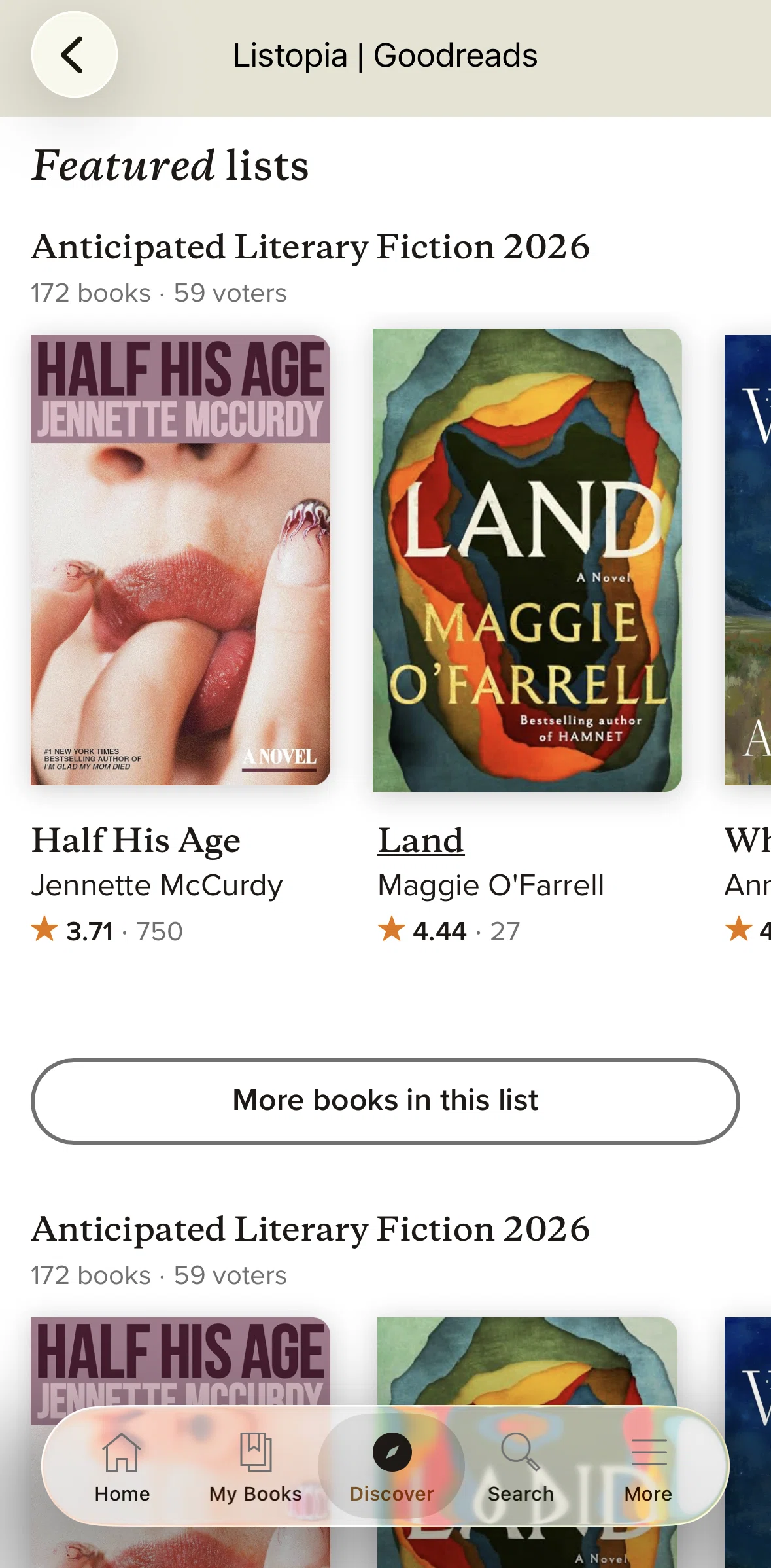 Goodreads Screen screen in the List detail flow