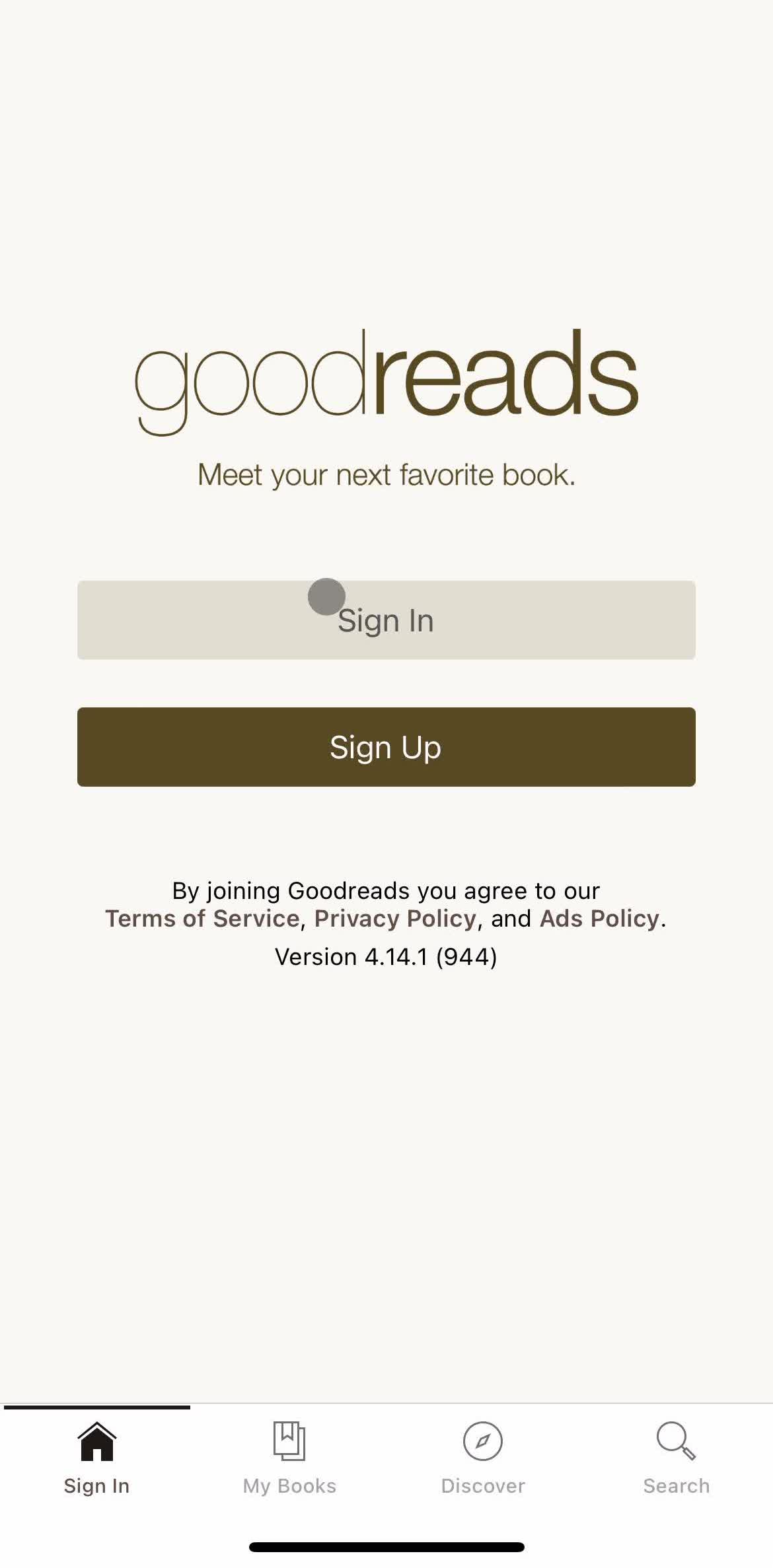 Goodreads Login preview
