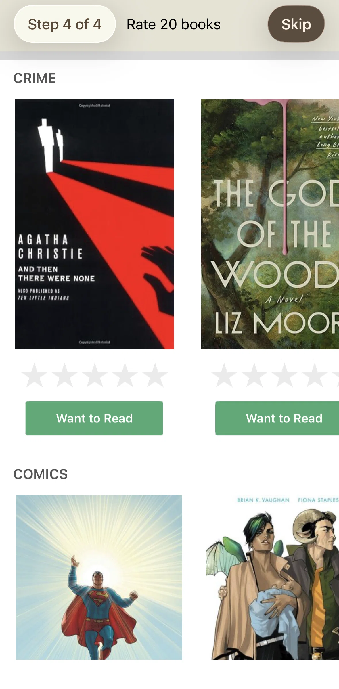 Goodreads Screen screen in the Rating a book (Onboarding) flow
