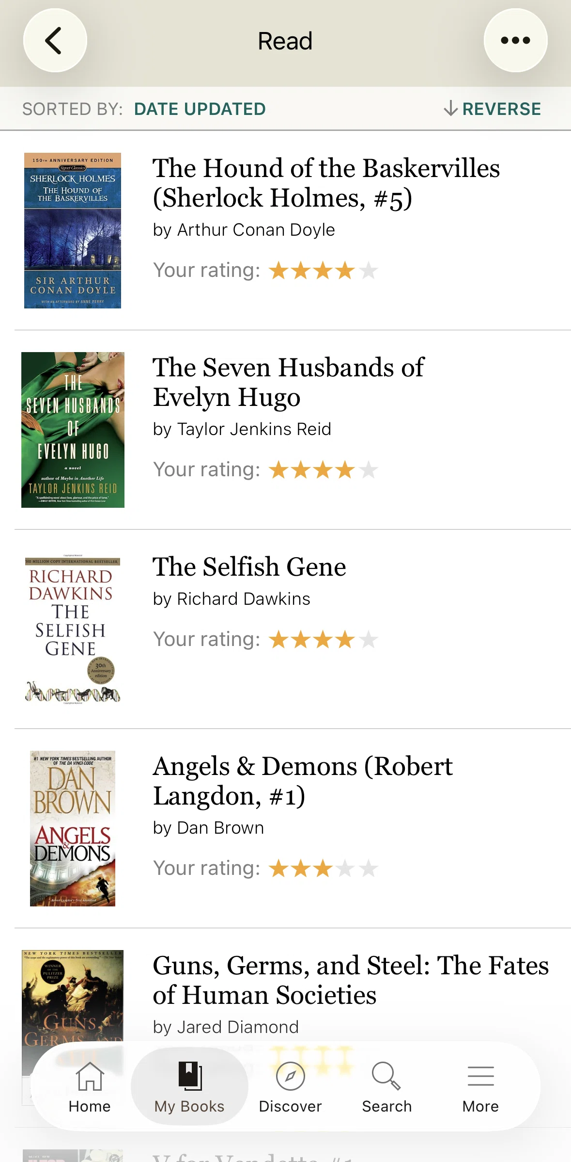 Goodreads Screen screen in the Sorting books flow