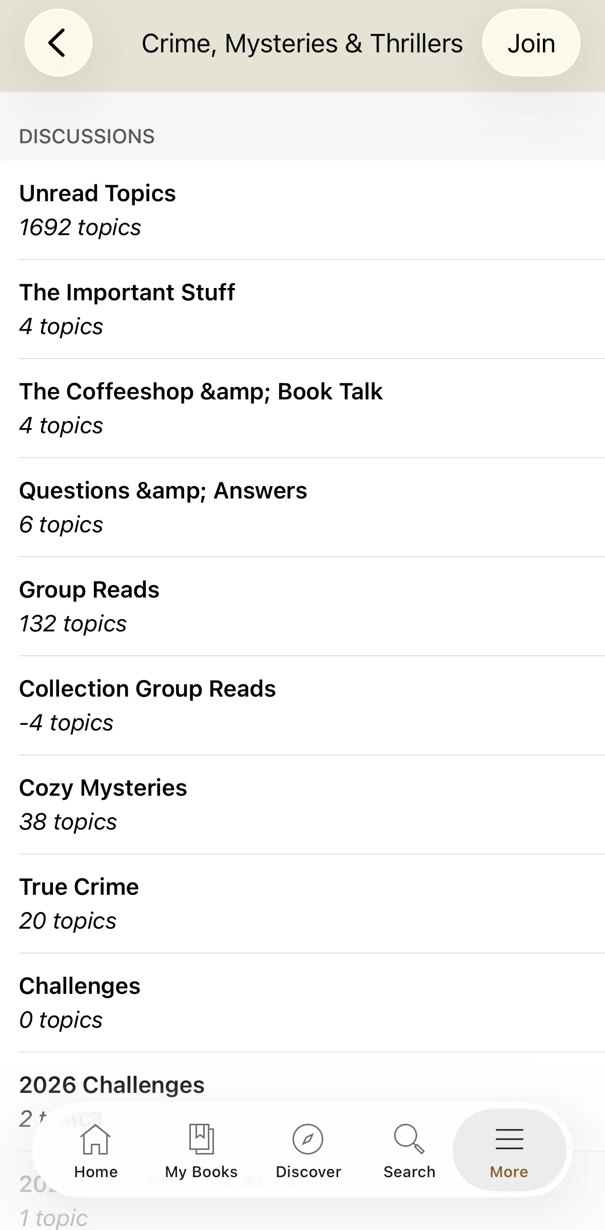 Goodreads Screen screen in the Topic detail flow