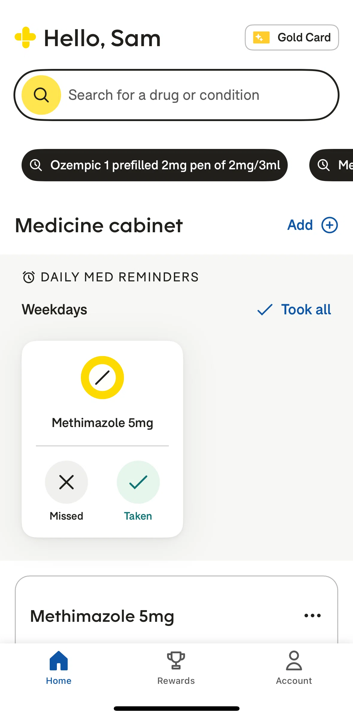 Goodrx Screen screen in the Marking a medicine as taken flow