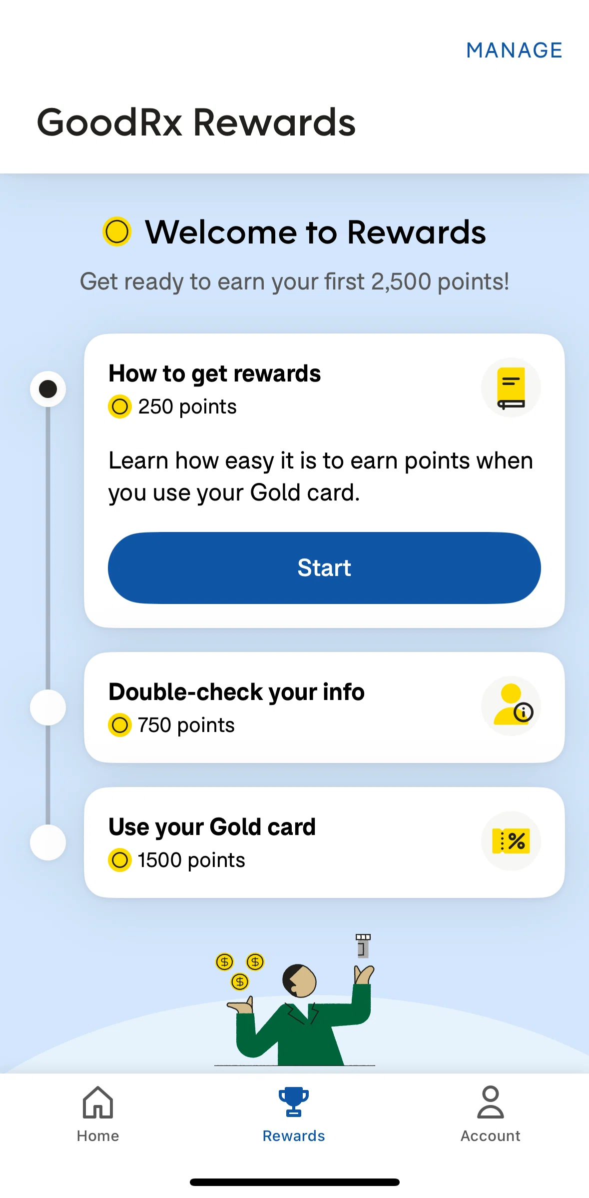Goodrx Screen screen in the Rewards history flow