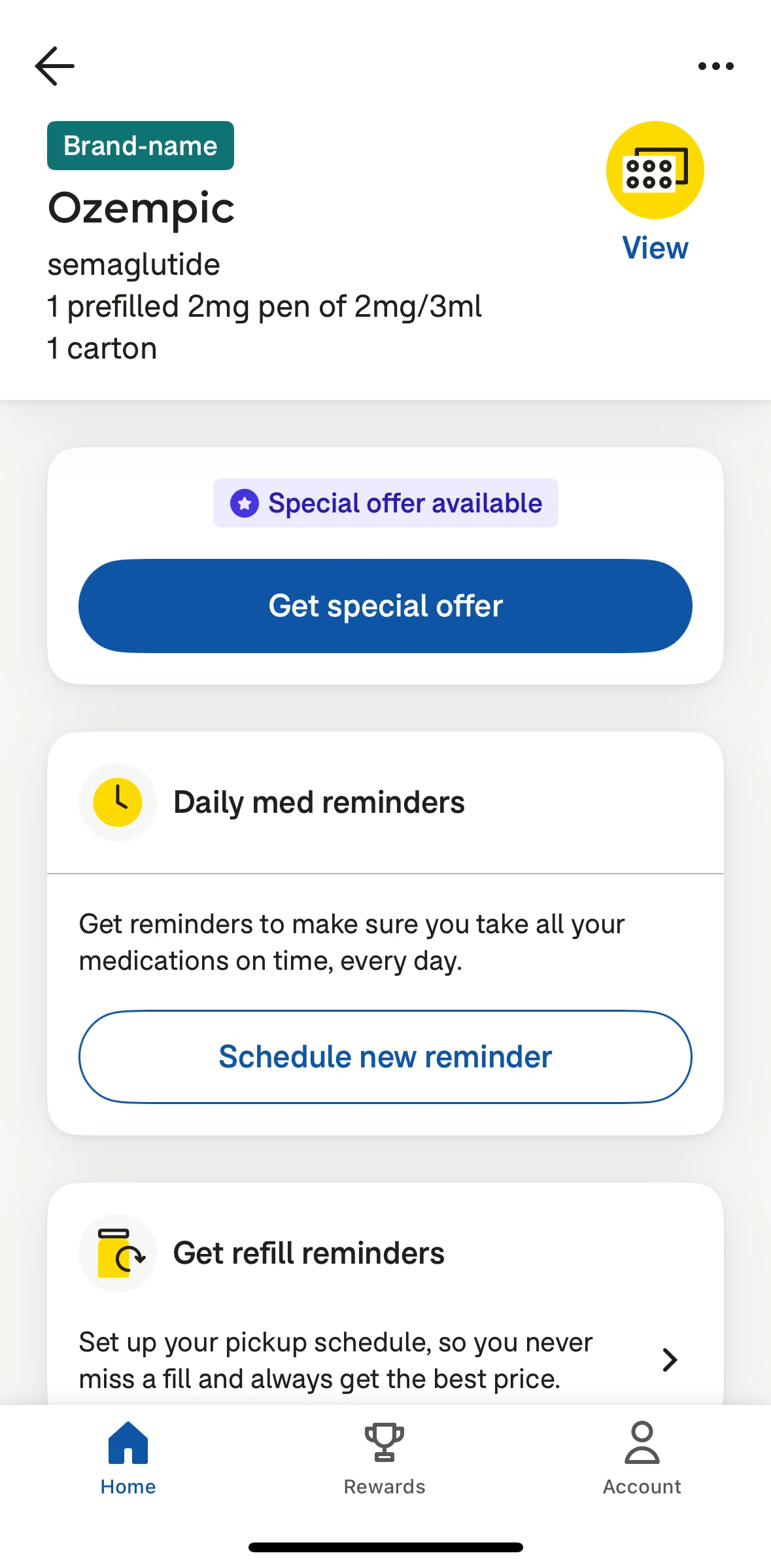Goodrx Screen screen in the Scheduling a daily med reminder flow